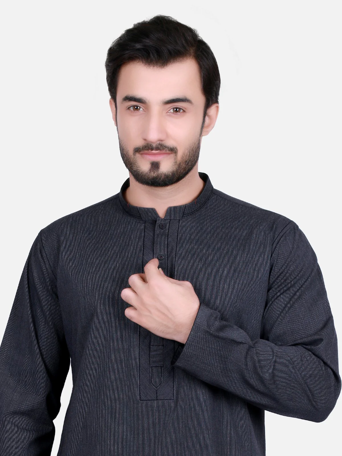 Men's Black Kurta - EMTK17S-9469 - Image 2
