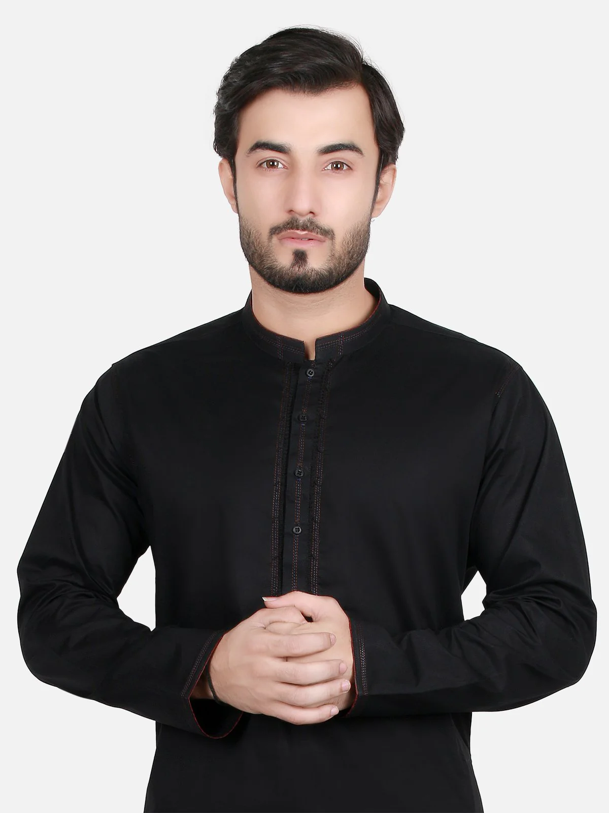 Men's Black Shalwar Kameez - EMTKS17S-40466 - Image 2