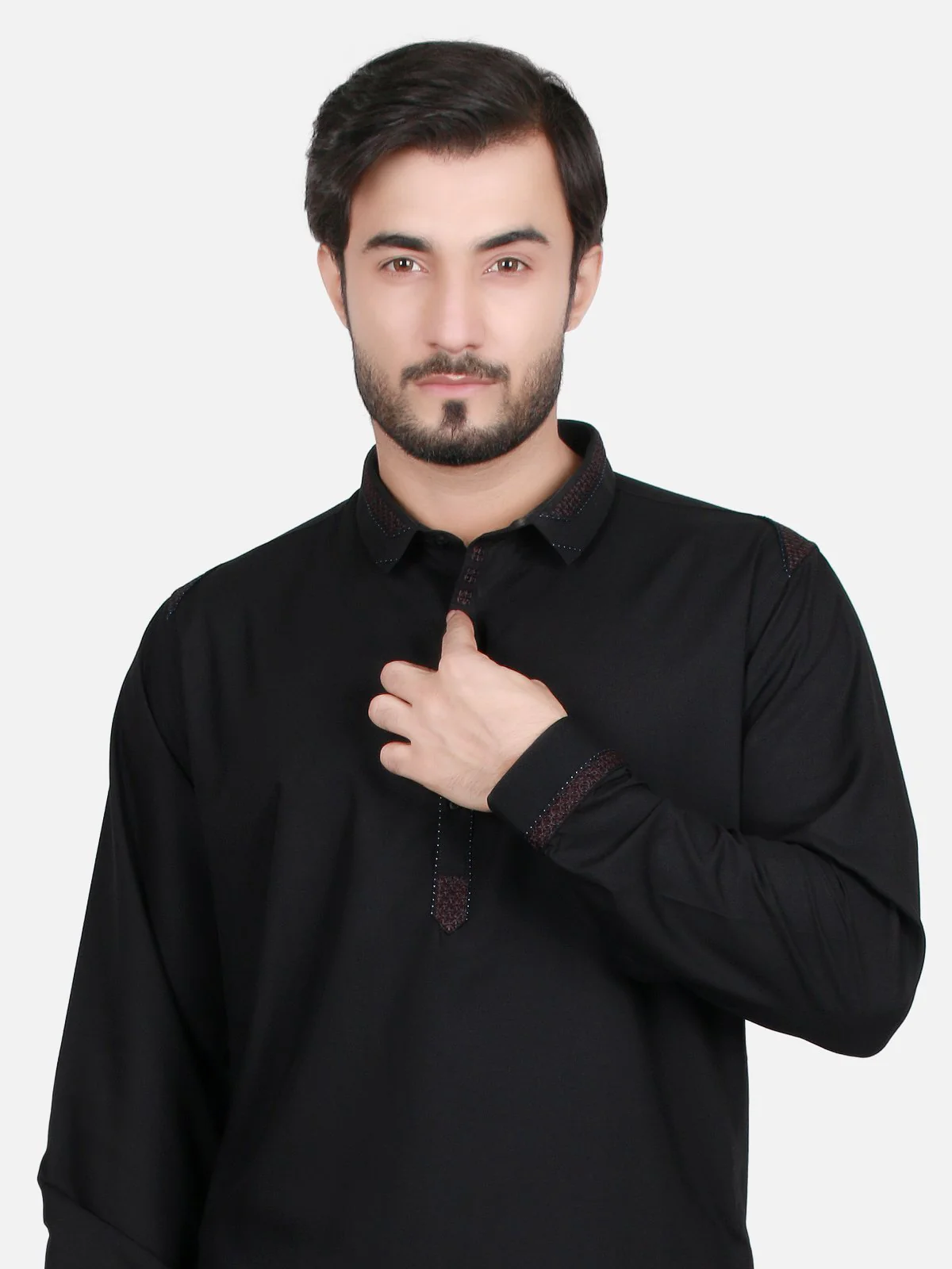 Men's Black Shalwar Kameez - EMTKS17S-40491 - Image 2