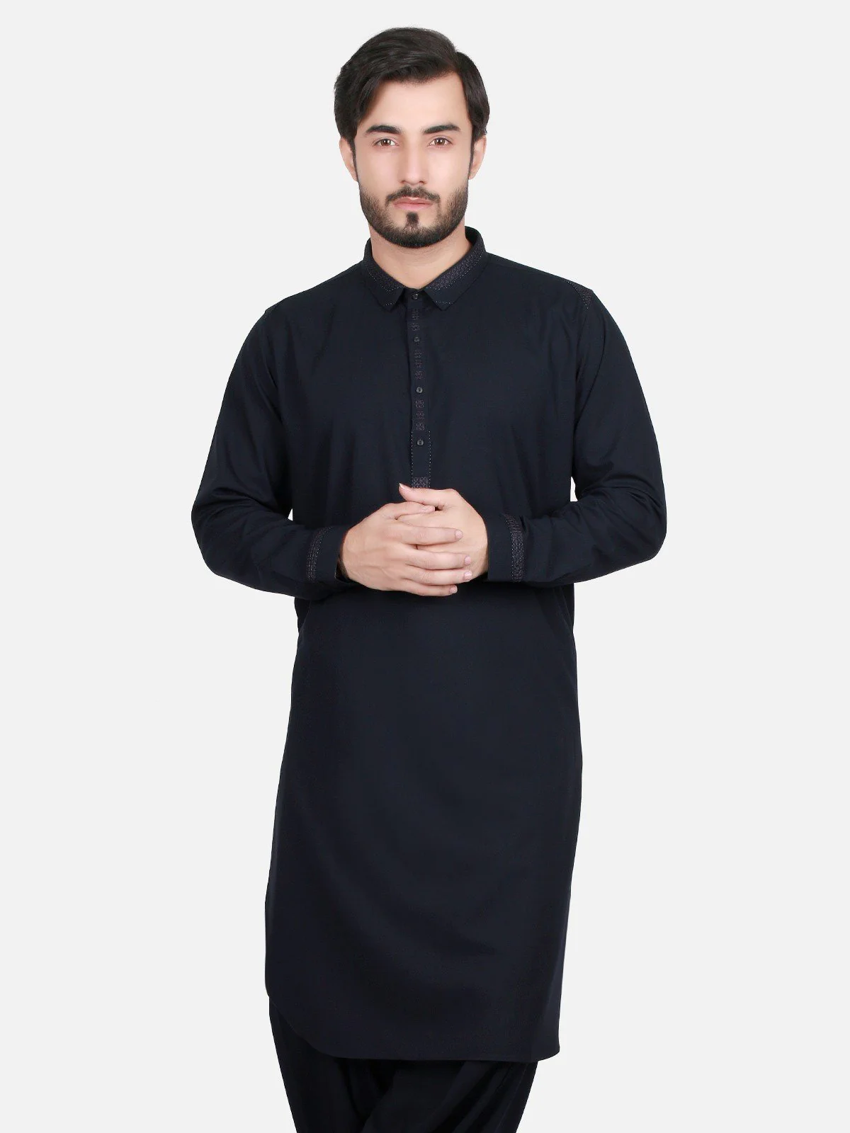 Men's Black Shalwar Kameez - EMTKS17S-40491 - Image 3