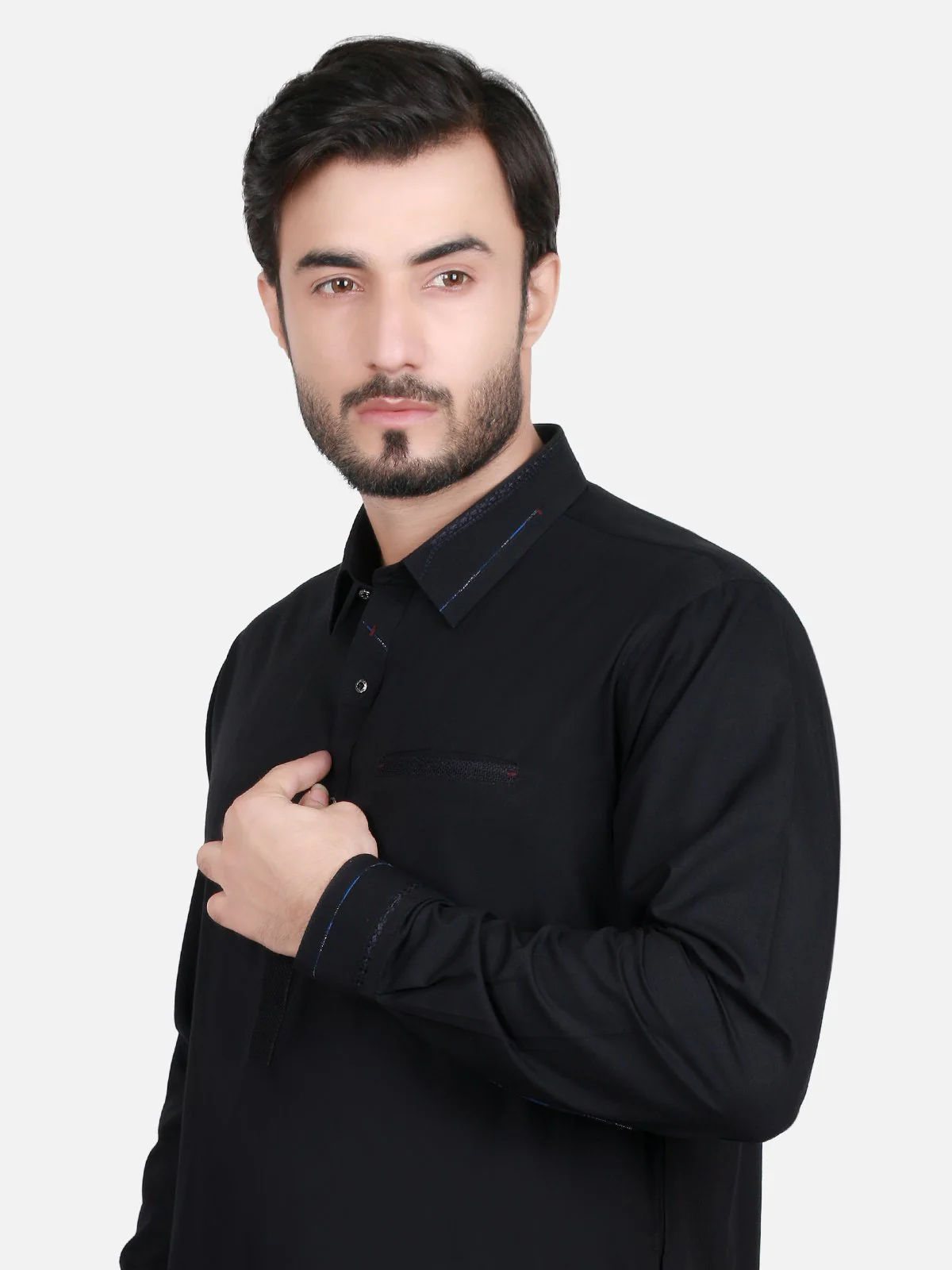 Men's Black Shalwar Kameez - EMTKS17S-40497 - Image 2
