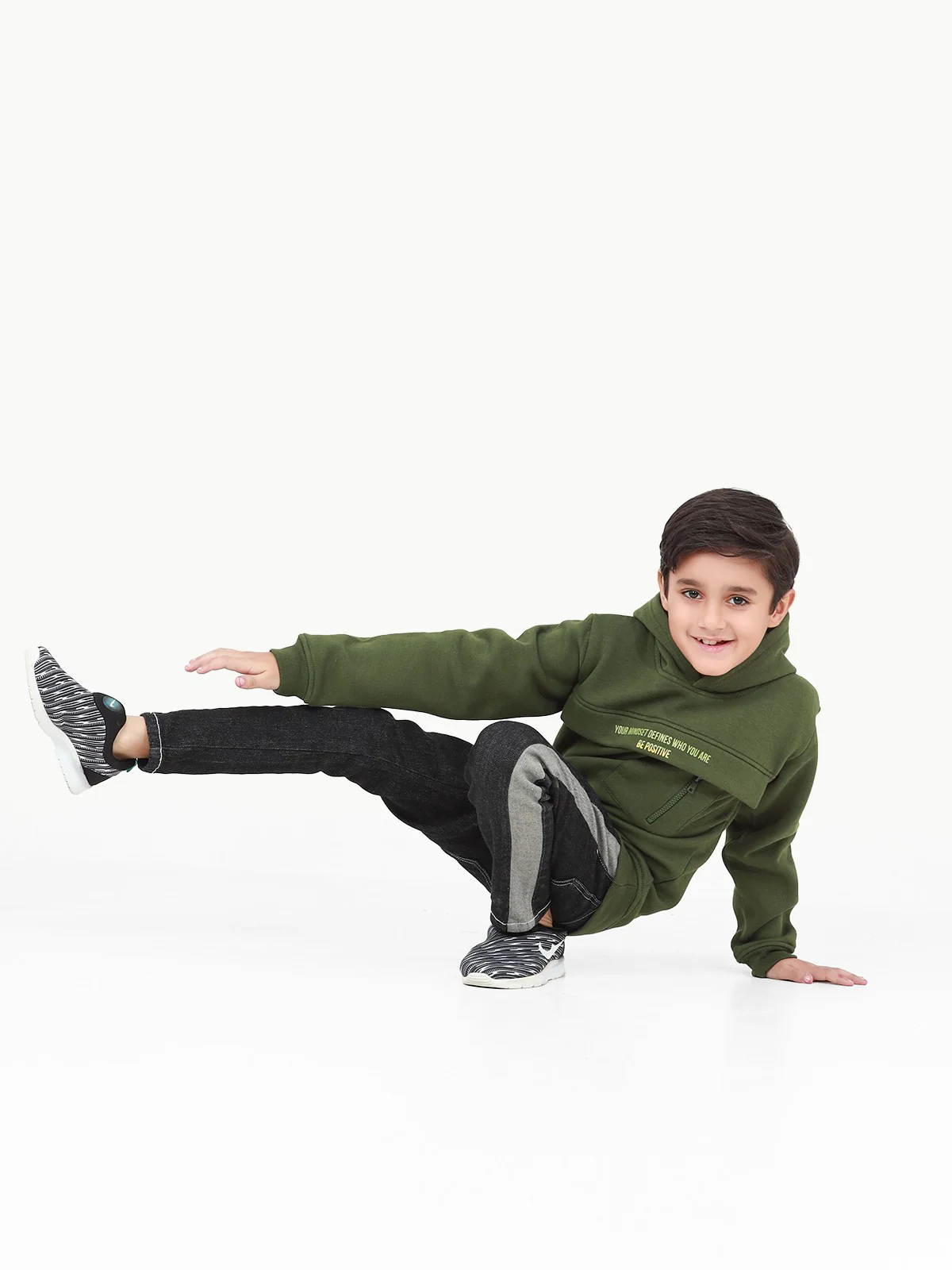 Boy's Army Green Hoodie - EBTH22-017 - Image 3