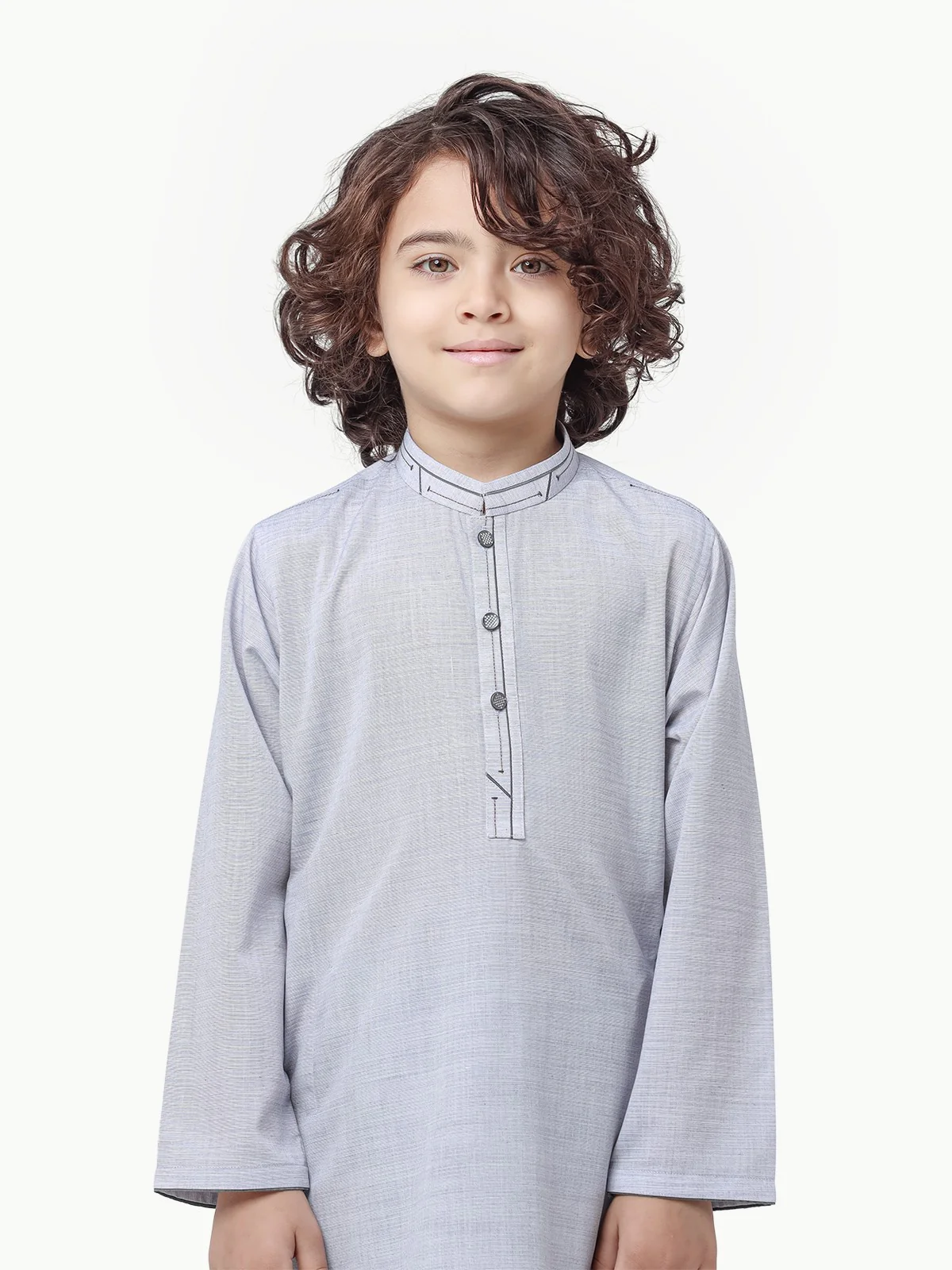 Boy's Ash Grey Kurta Shalwar - EBTKS23-3865 - Image 2