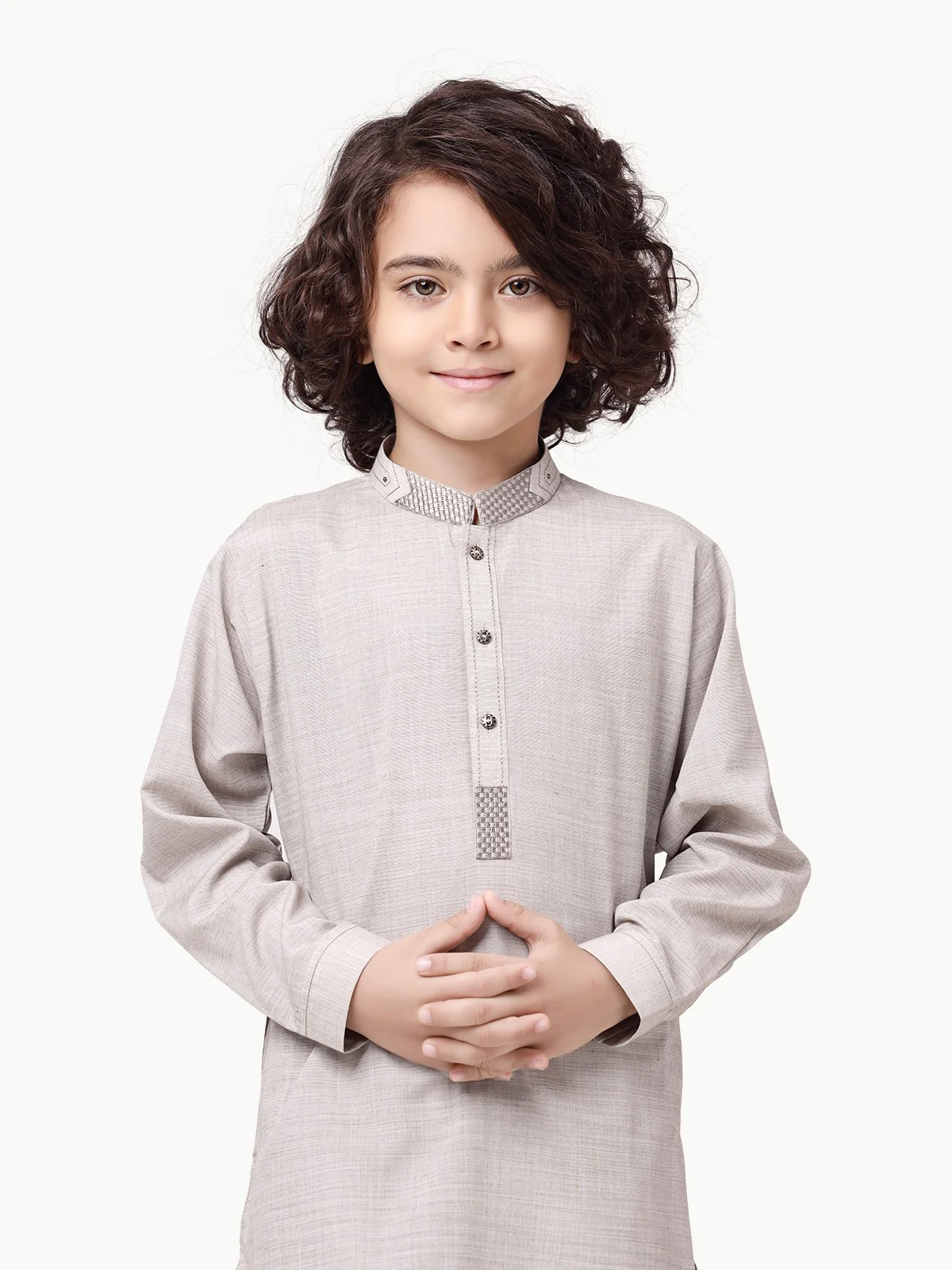 Boy's Ash Grey Kurta Shalwar - EBTKS23-3867 - Image 2