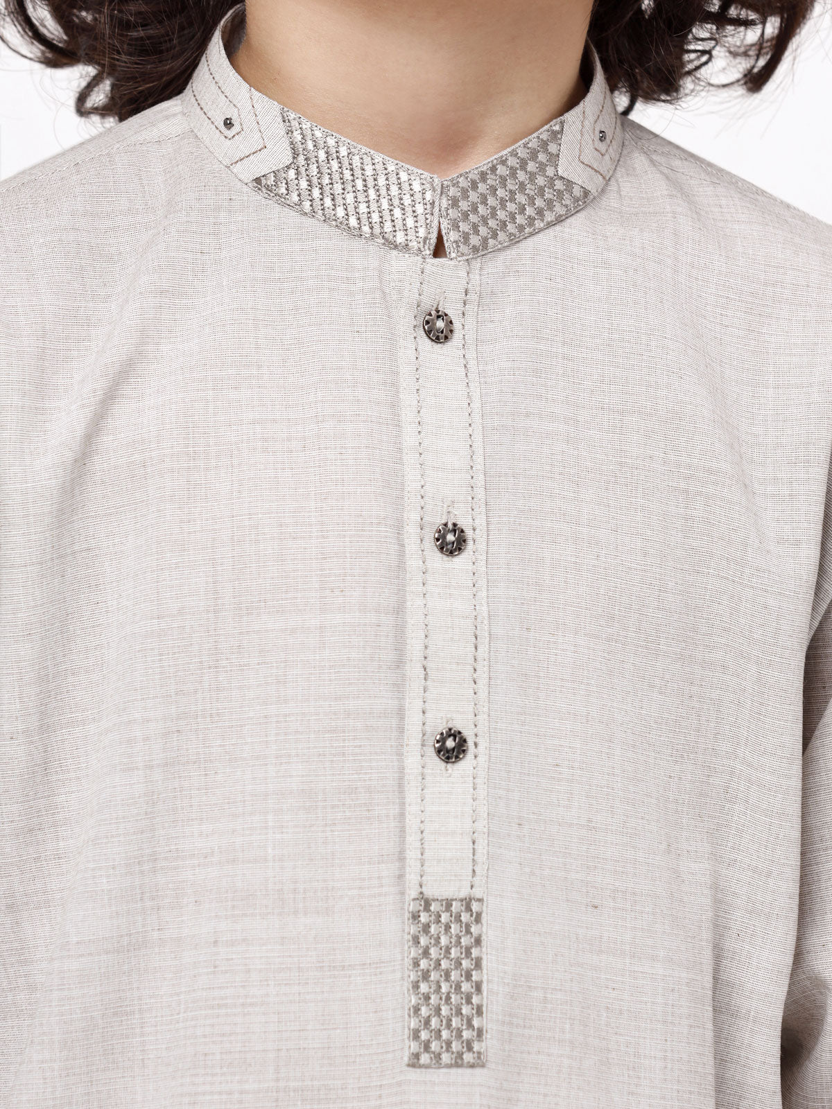 Boy's Ash Grey Kurta Shalwar - EBTKS23-3867 - Image 3