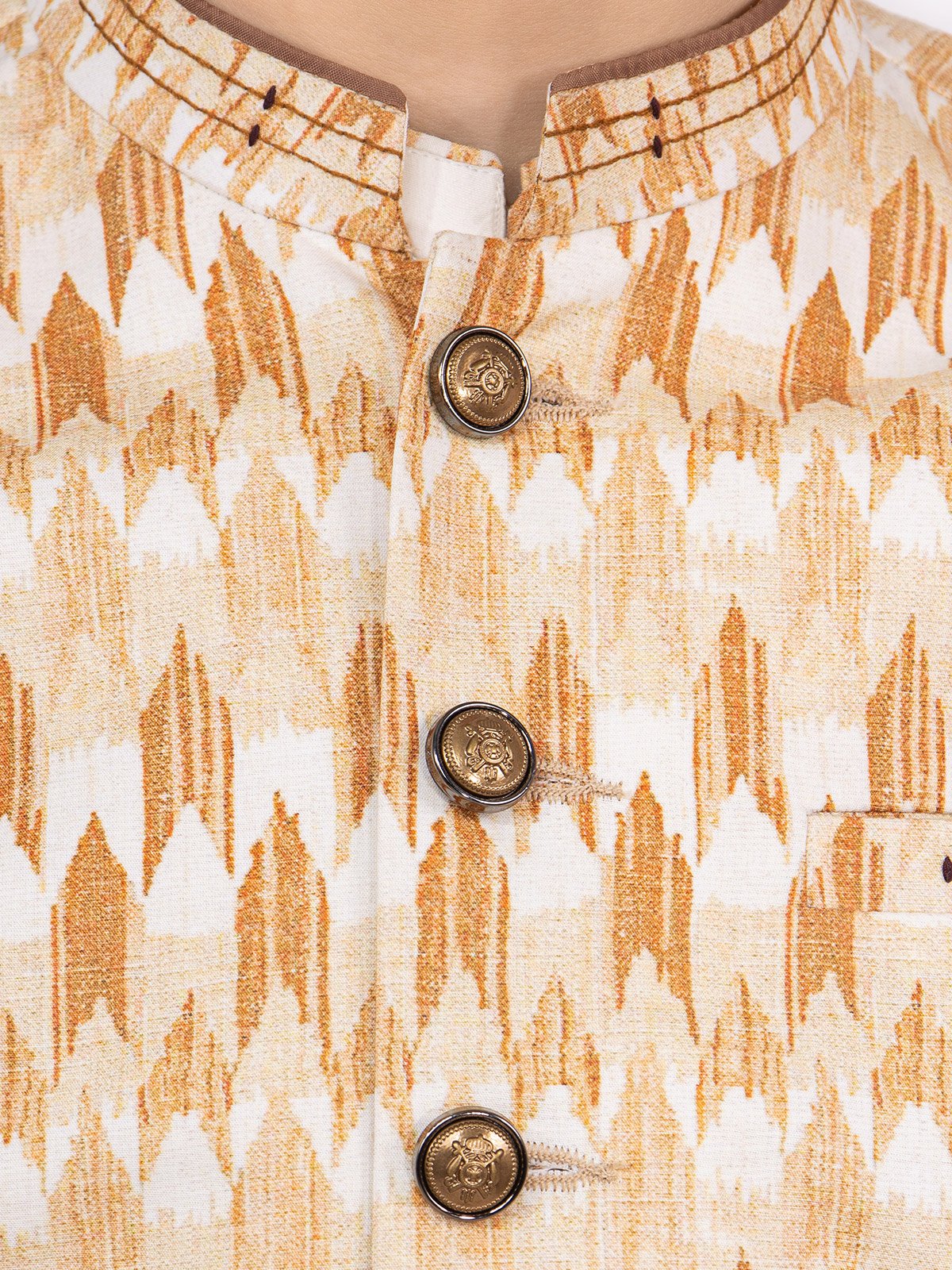 Boy's Beige & Cream Waist Coat Suit - EBTWCS22-25159 - Image 5