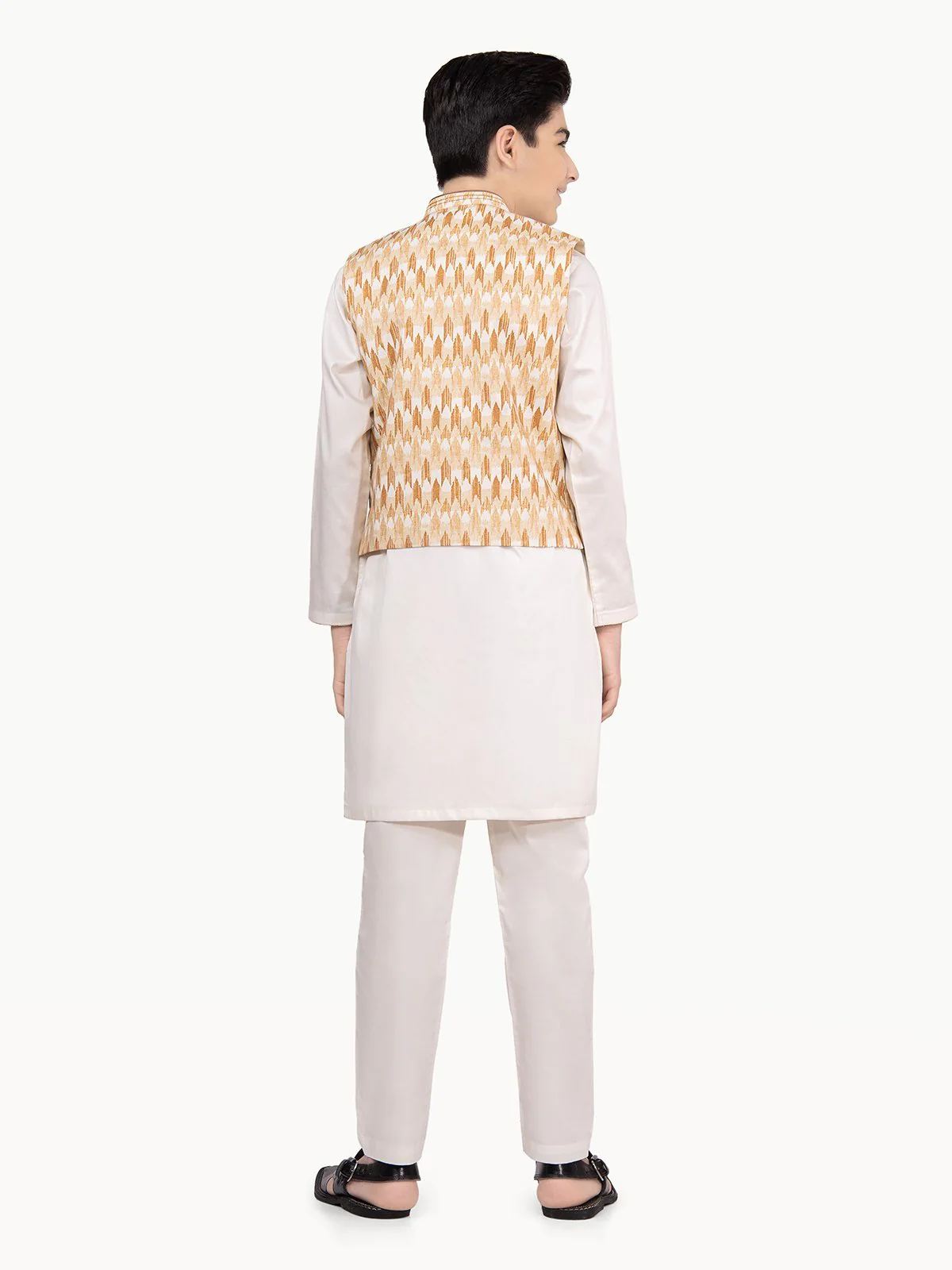 Boy's Beige & Cream Waist Coat Suit - EBTWCS22-25159 - Image 6