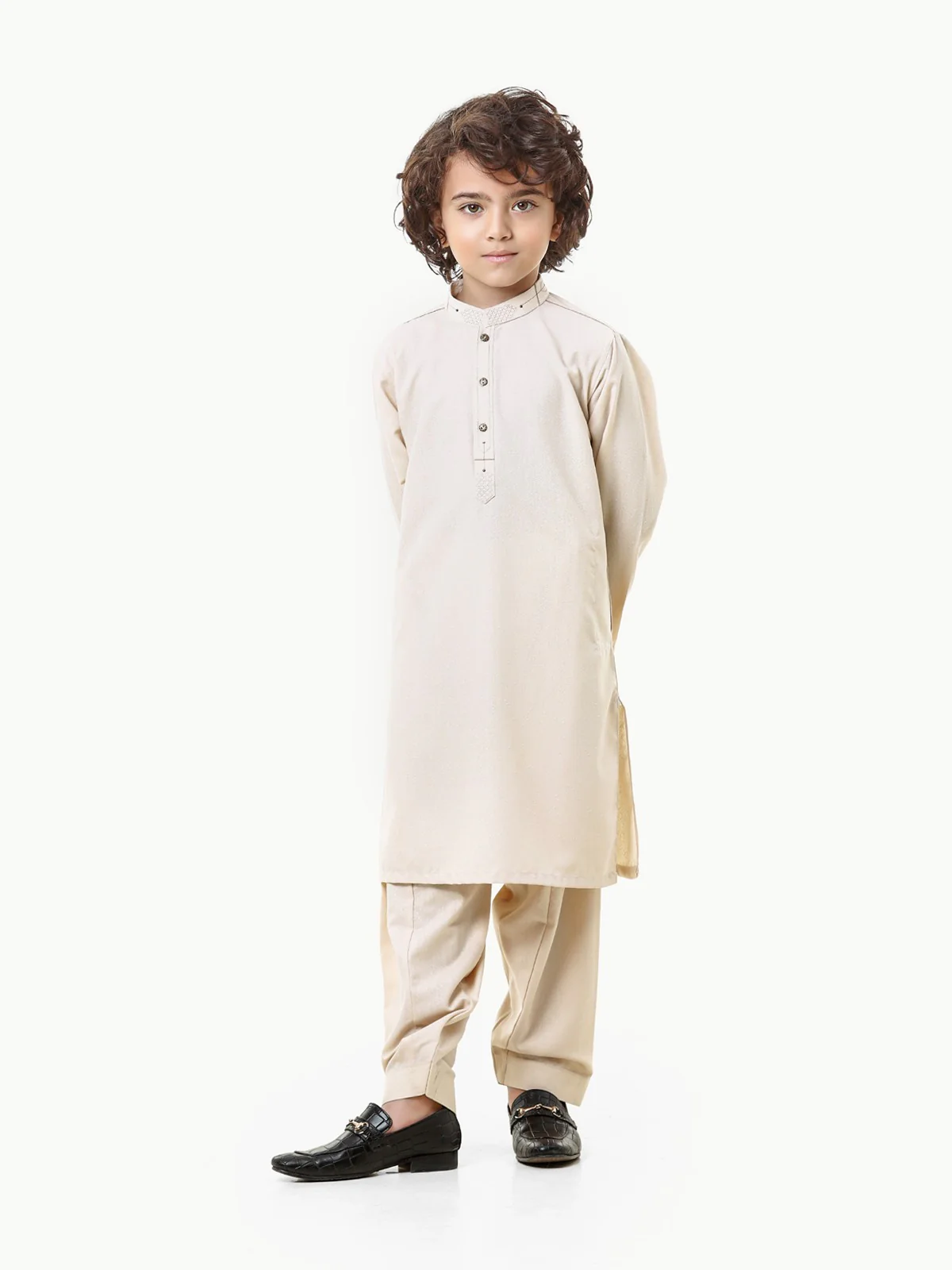Boy's Beige Kurta Shalwar - EBTKS23-3806 - Image 3