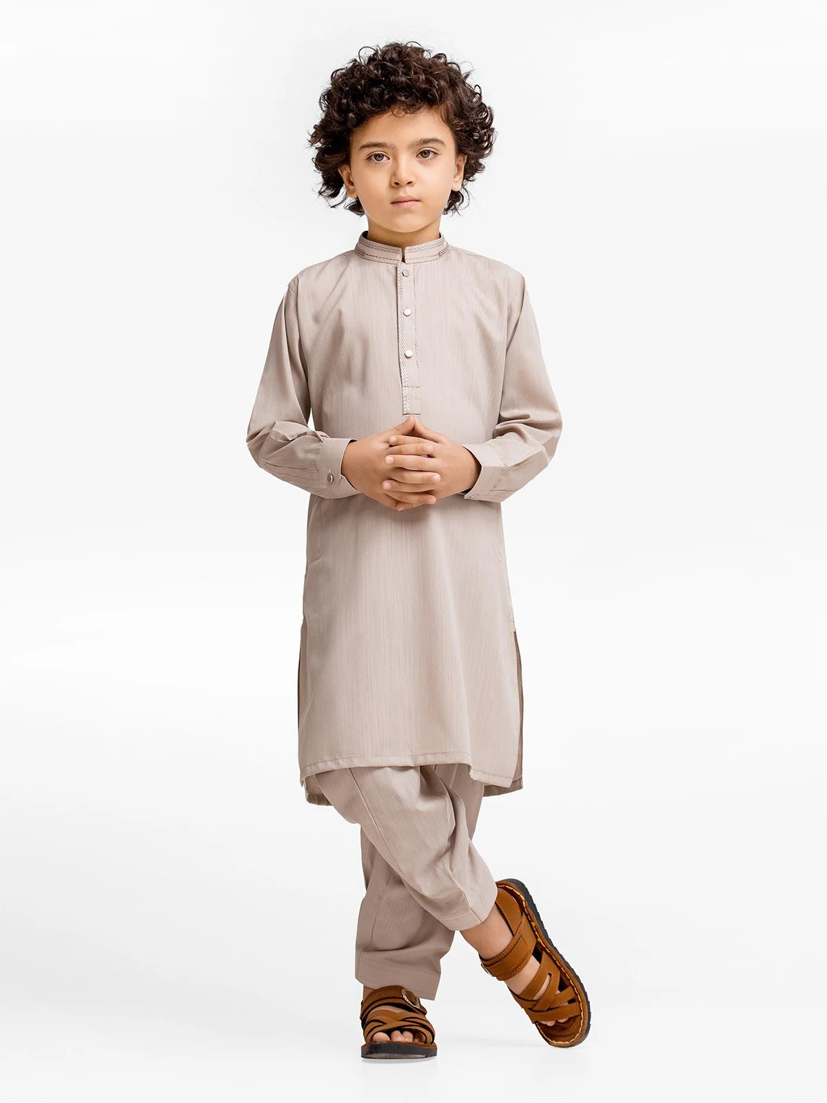 Boy's Beige Kurta Shalwar - EBTKS23-3892 - Image 2