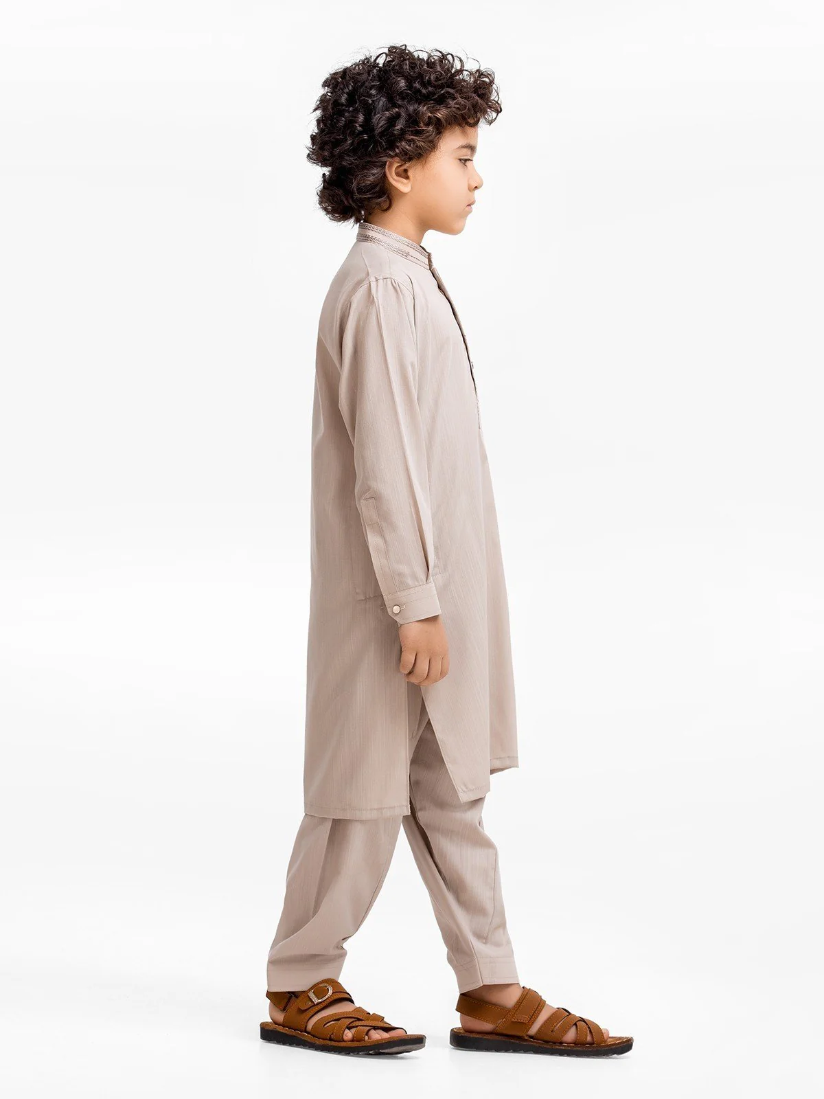 Boy's Beige Kurta Shalwar - EBTKS23-3892 - Image 3