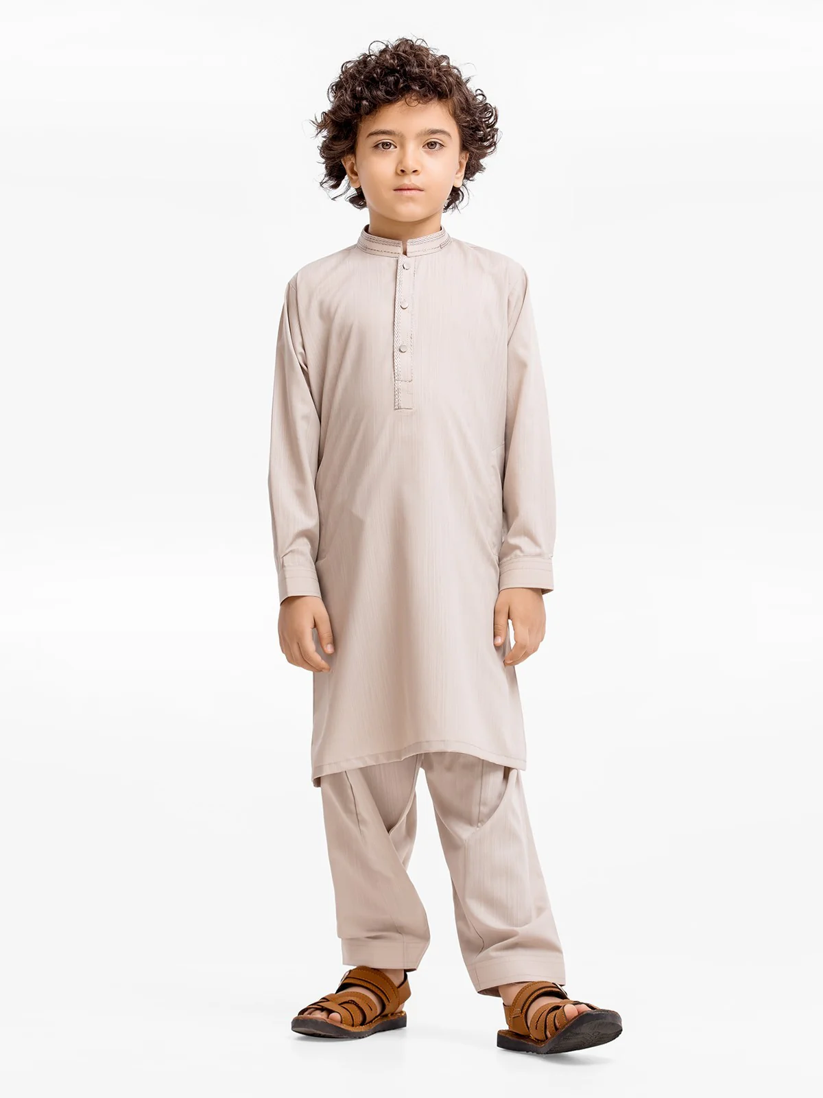 Boy's Beige Kurta Shalwar - EBTKS23-3892 - Image 4