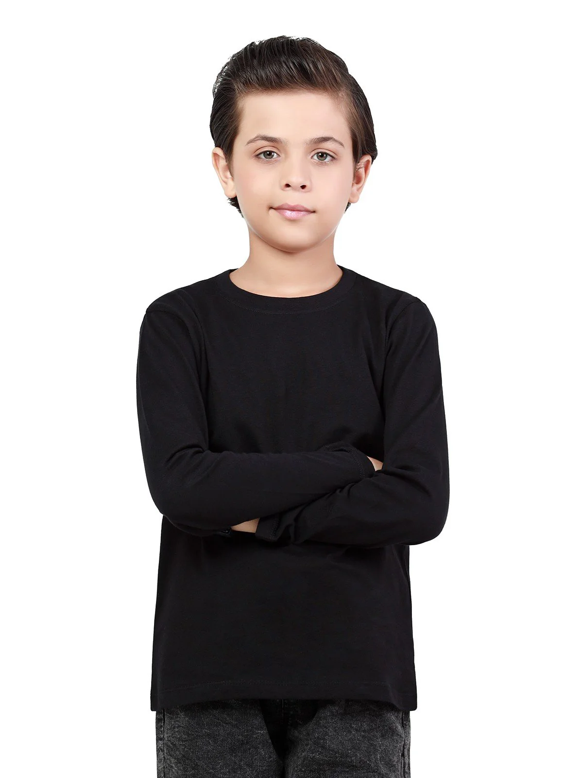 Boy's Black Full Sleeves Basic Tee - EBTBF22-001 - Image 2