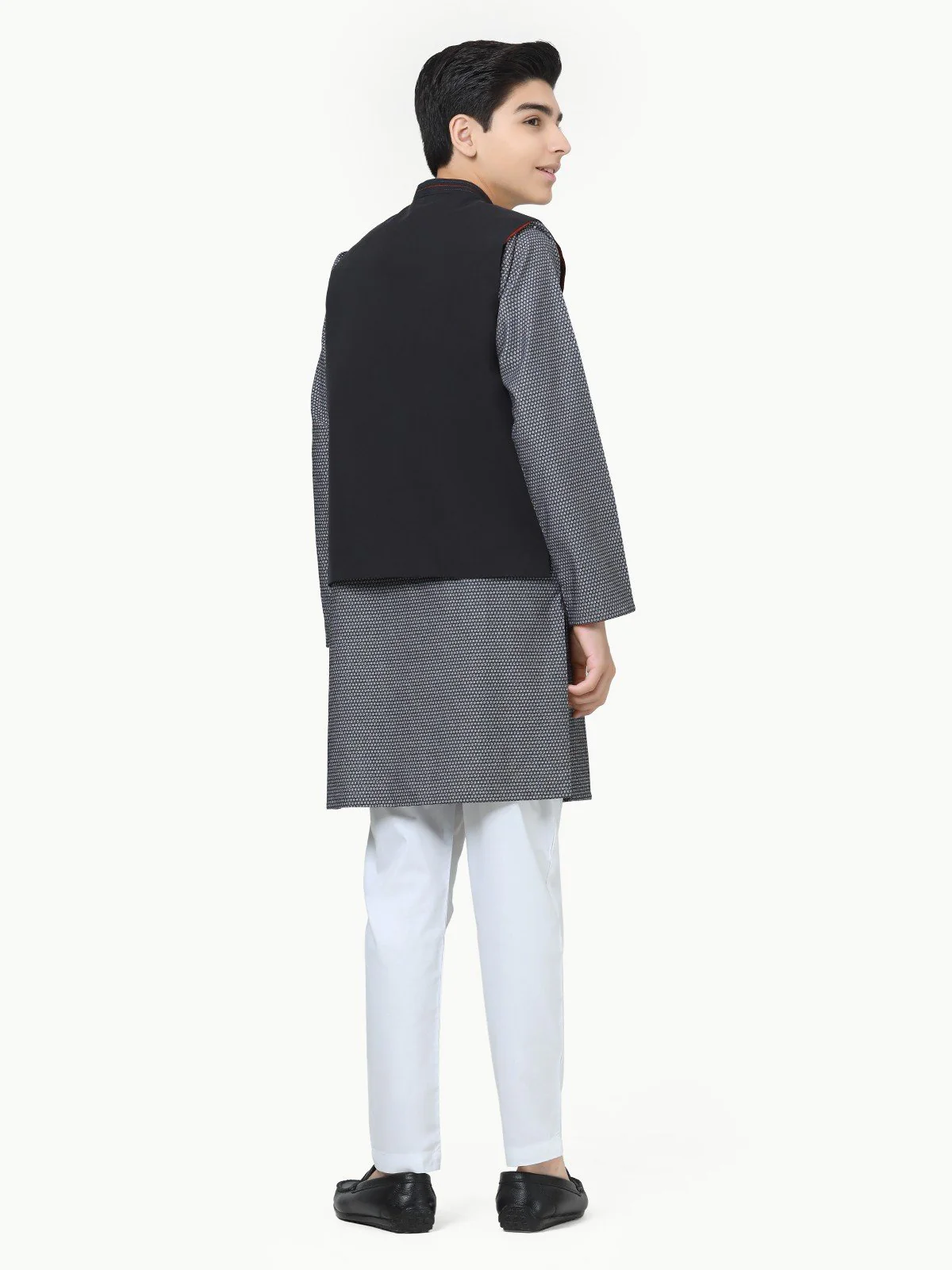 Boy's Black & Grey Waist Coat Suit - EBTWCS22-25178 - Image 6