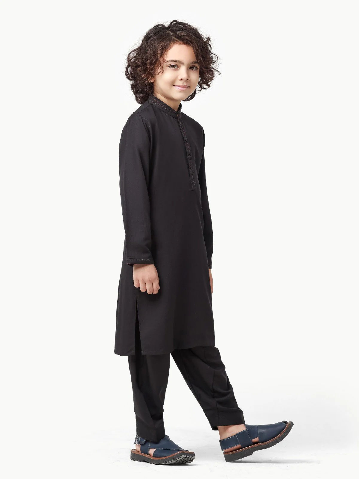 Boy's Black Kurta Shalwar - EBTKS23-3855 - Image 3