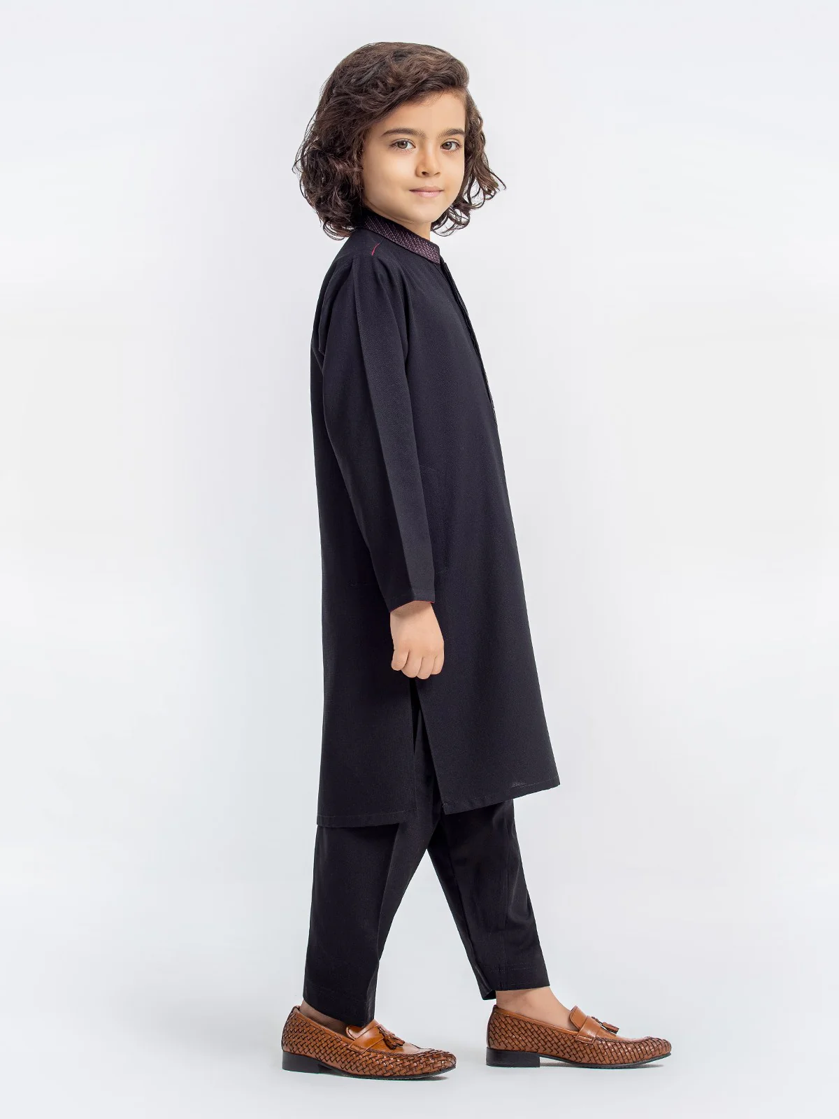 Boy's Black Kurta Shalwar - EBTKS23-3874 - Image 3