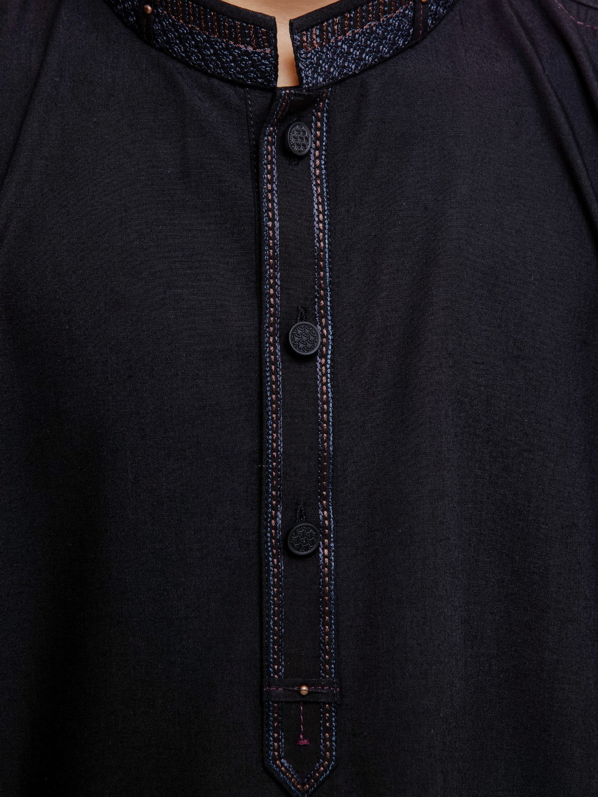 Boy's Black Kurta Shalwar - EBTKS23-3899 - Image 5
