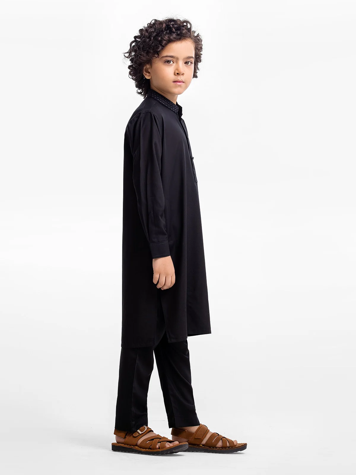 Boy's Black Kurta Shalwar - EBTKS23-3909 - Image 3
