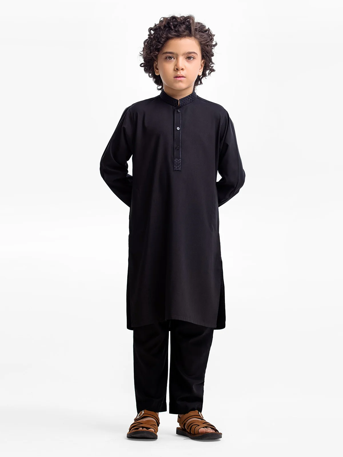 Boy's Black Kurta Shalwar - EBTKS23-3909 - Image 4