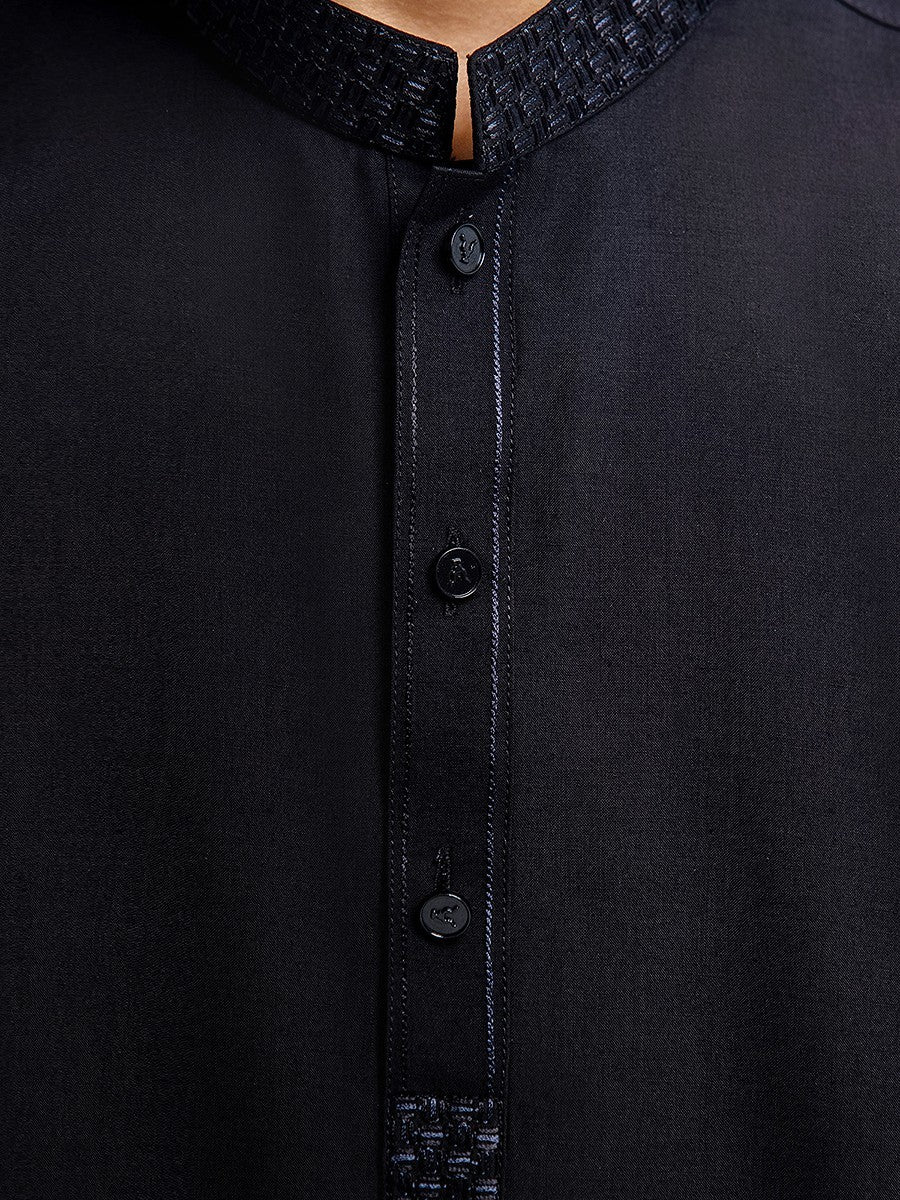 Boy's Black Kurta Shalwar - EBTKS23-3909 - Image 5