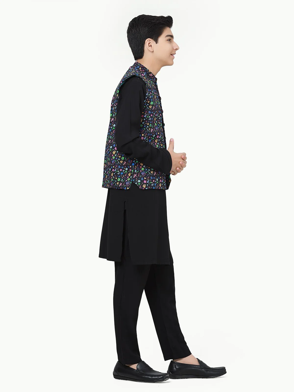 Boy's Black Multi Waist Coat Suit - EBTWCS22-25167 - Image 3