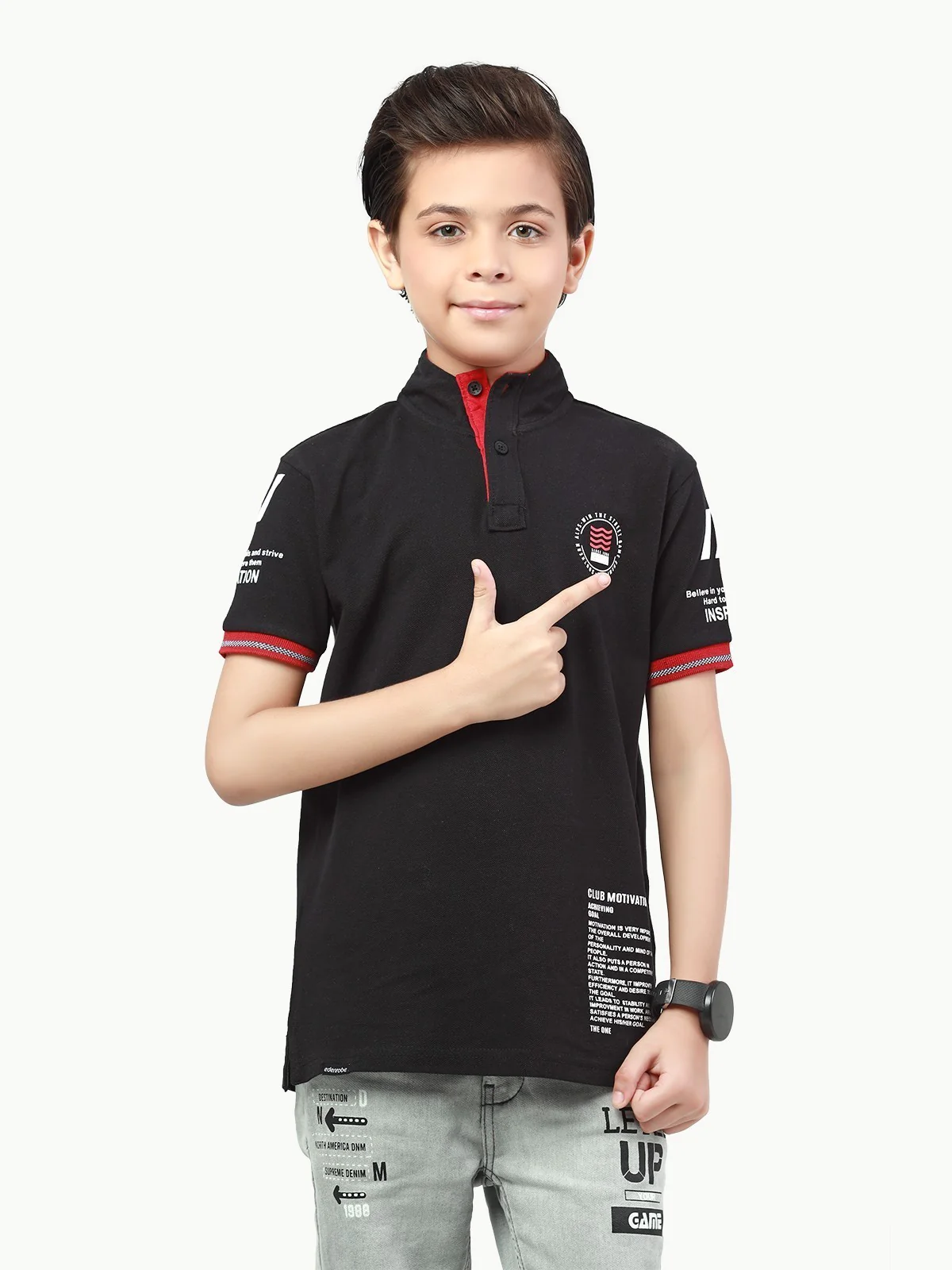 Boy's Black Polo Shirt - EBTPS22-015 - Image 2