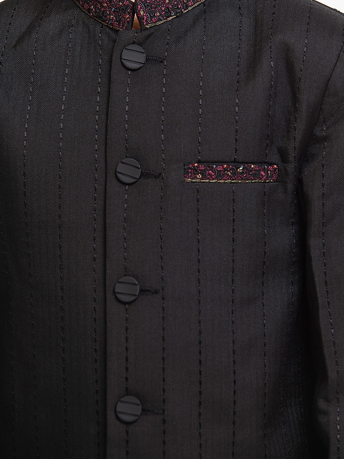 Boy's Black Sherwani - EBTS22-34025 - Image 3