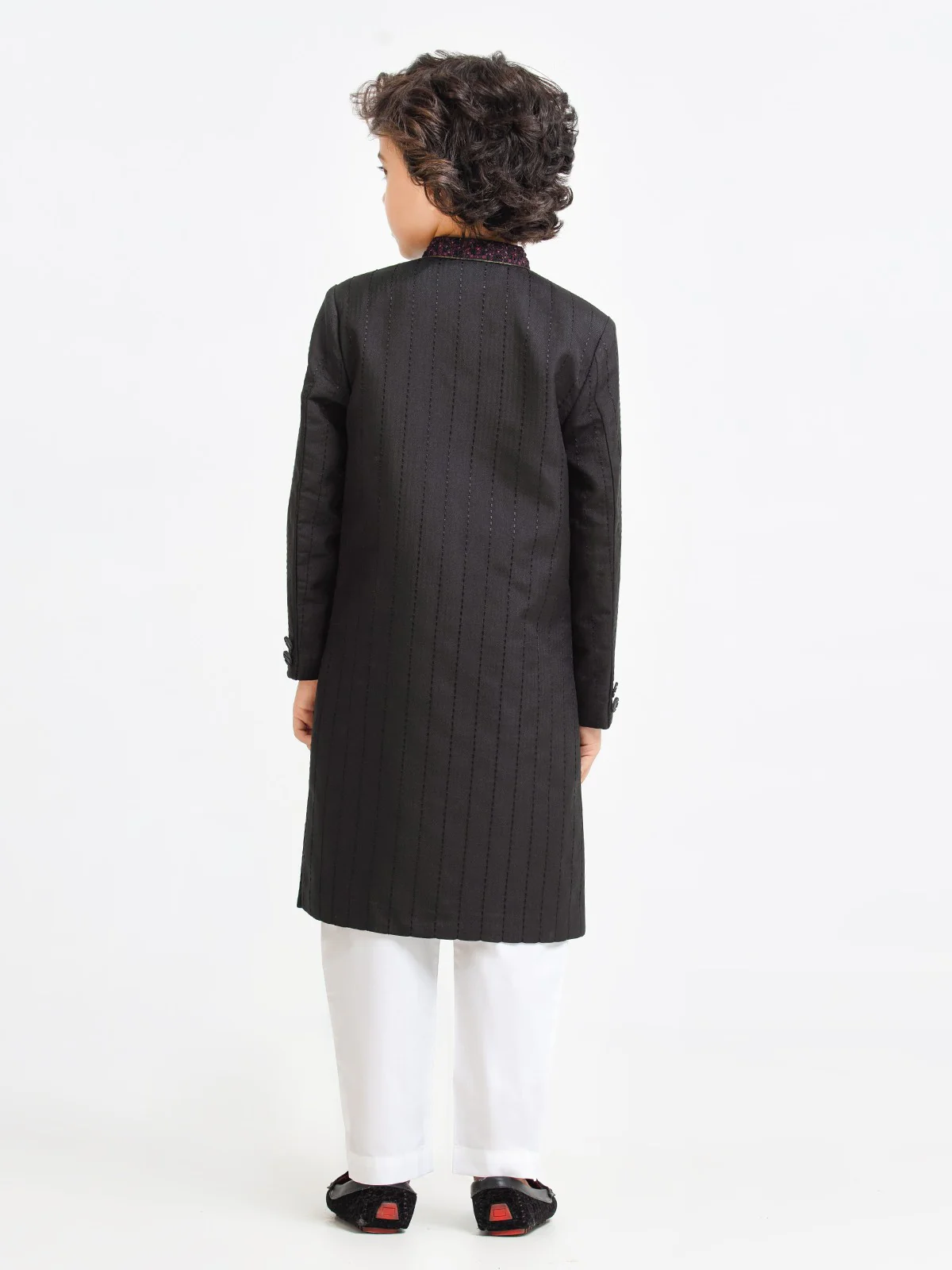Boy's Black Sherwani - EBTS22-34025 - Image 4
