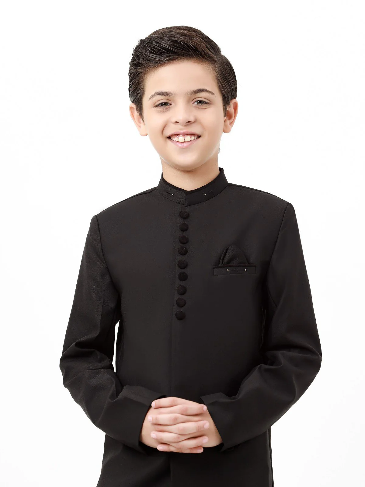 Boy's Black Sherwani - EBTS23-34030 - Image 2