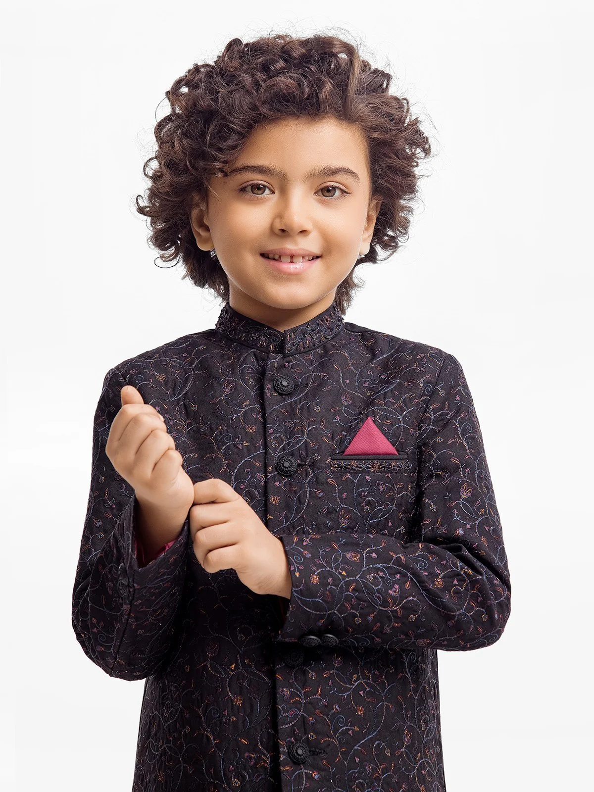 Boy's Black Sherwani - EBTS22-34027 - Image 2