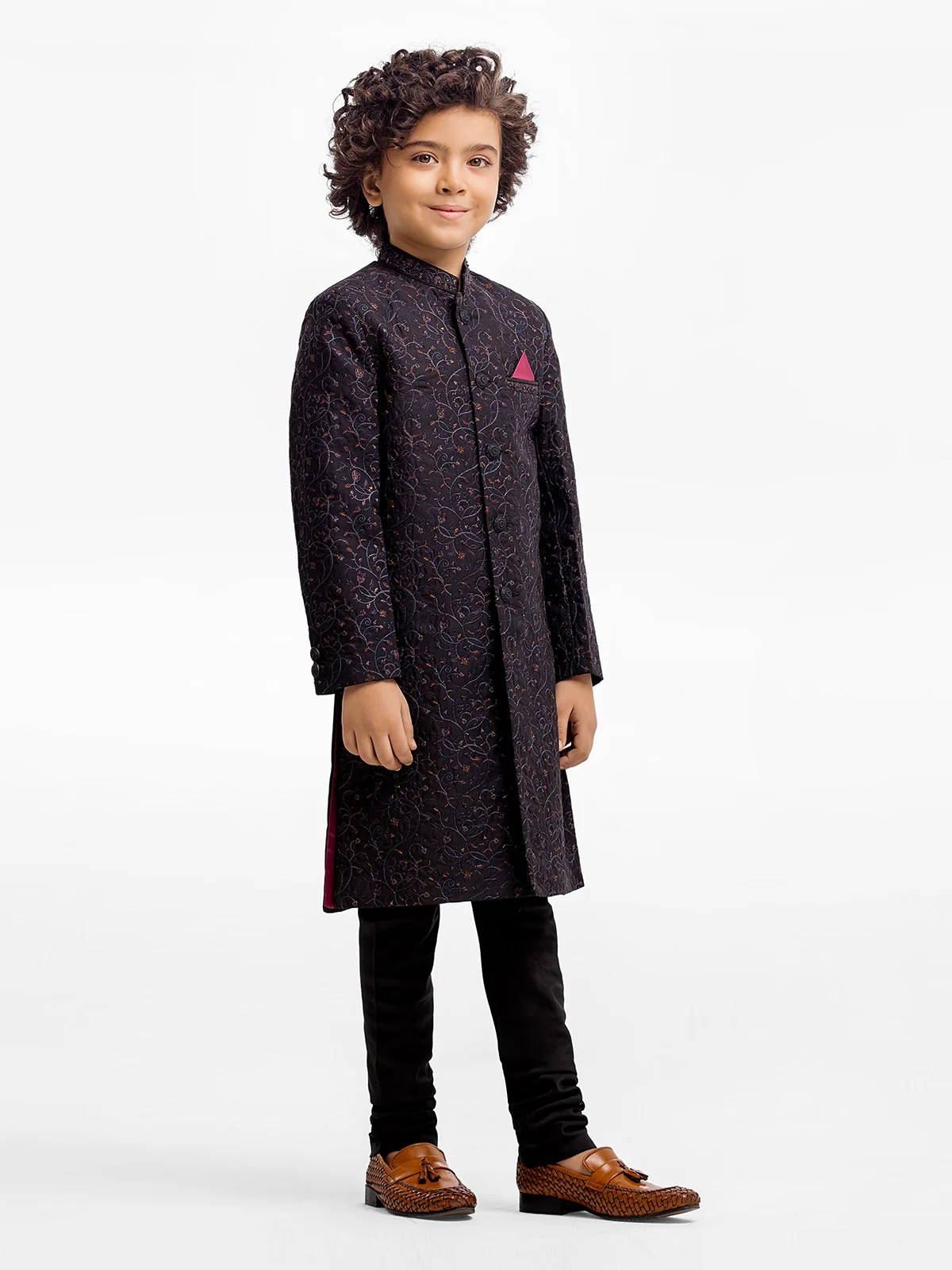 Boy's Black Sherwani - EBTS22-34027 - Image 3