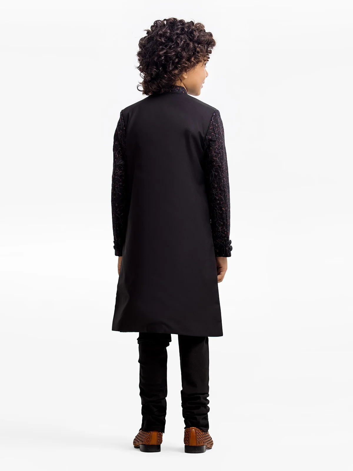 Boy's Black Sherwani - EBTS22-34027 - Image 6