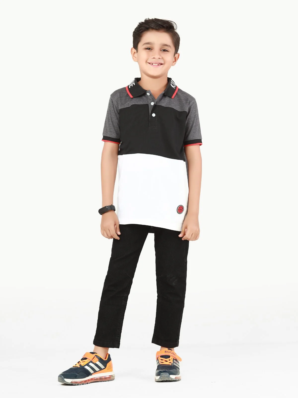 Boy's Black & White Polo Shirt - EBTPS22-004 - Image 2