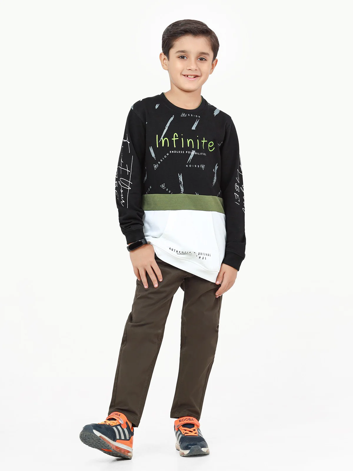 Boy's Black & White Sweatshirt - EBTSS22-013 - Image 2