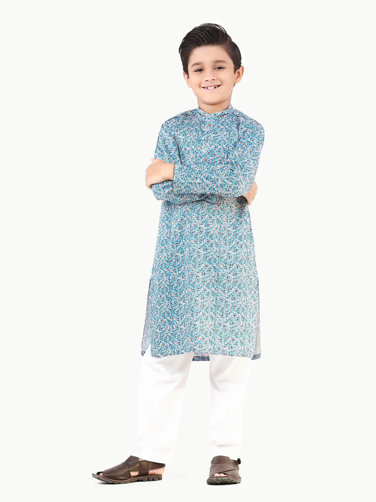 Boy's Blue Kurta - EBTK22-3841 - Image 2