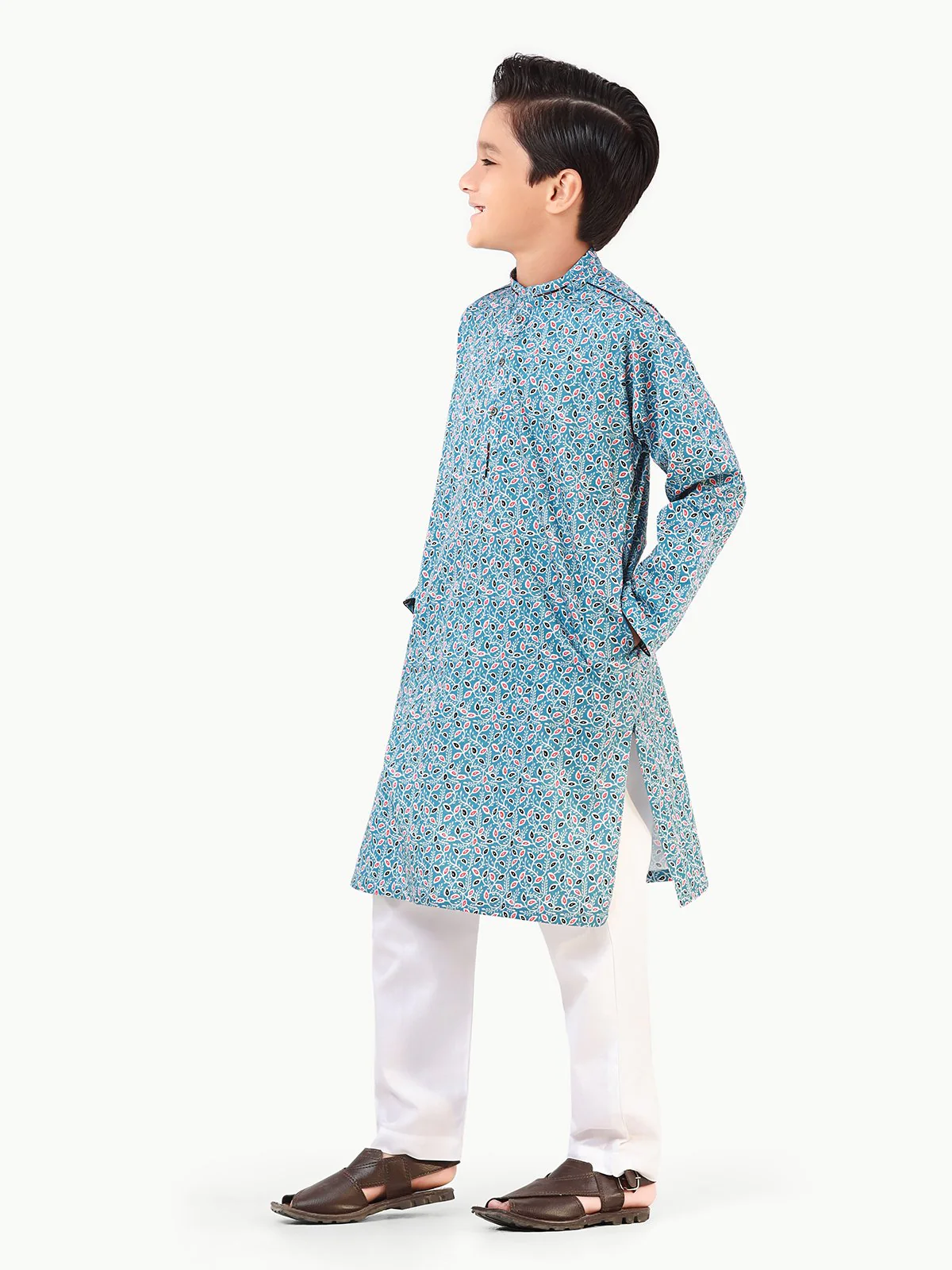 Boy's Blue Kurta - EBTK22-3841 - Image 3