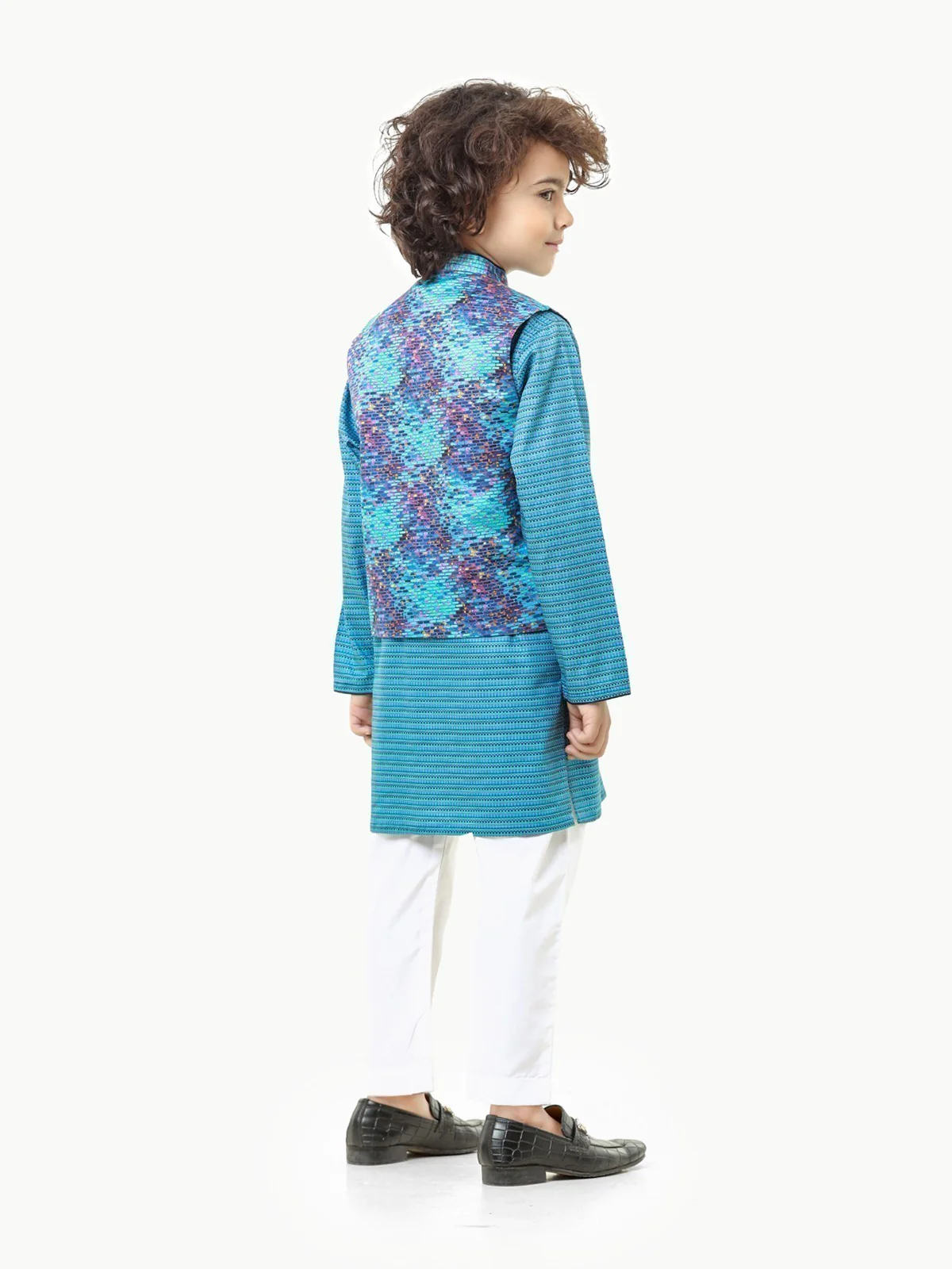 Boy's Blue Multi Waist Coat Suit - EBTWCS23-25176 - Image 6