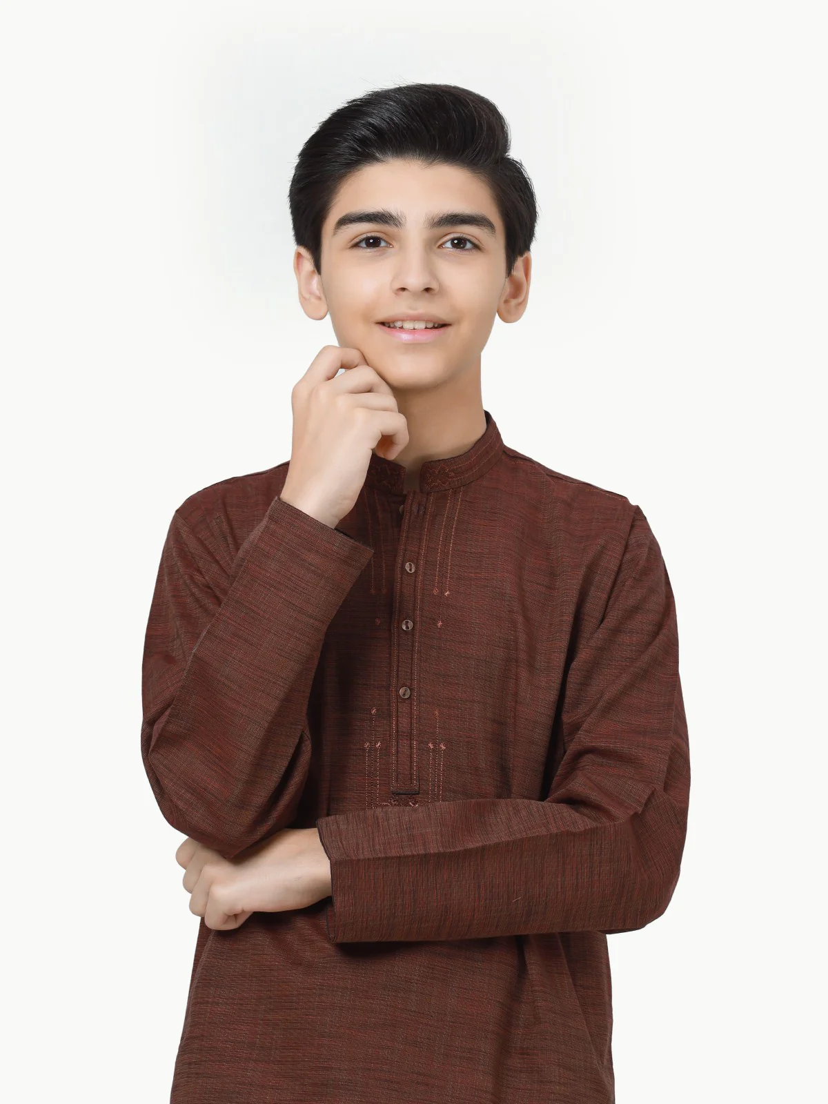Boy's Brown Kurta - EBTK22S-3848 - Image 2