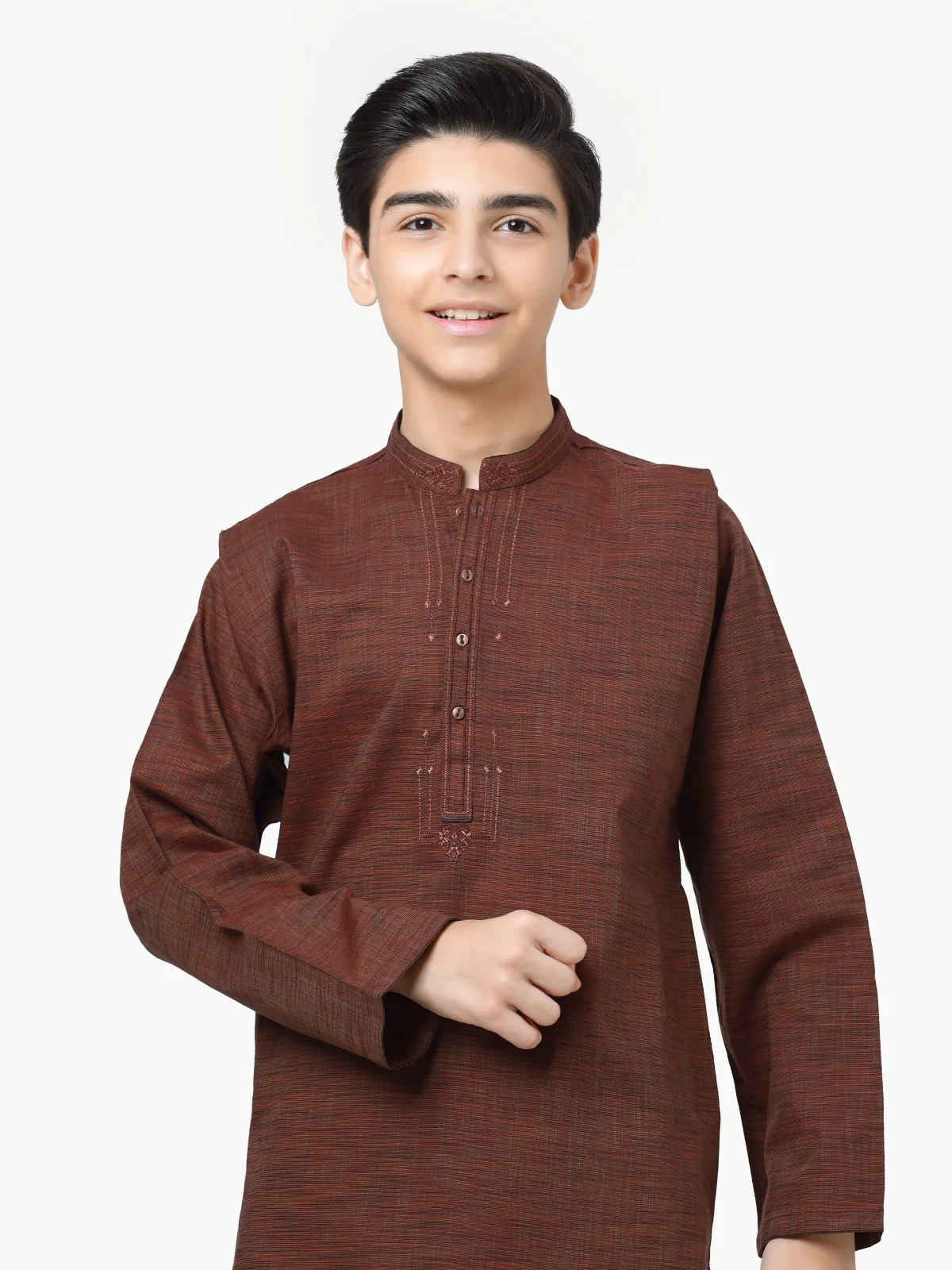 Boy's Brown Kurta - EBTK22S-3848 - Image 3