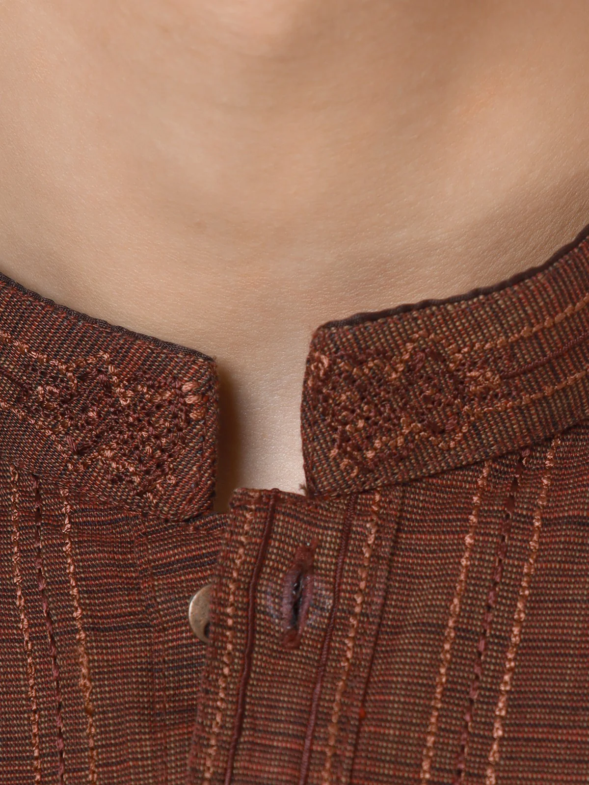 Boy's Brown Kurta - EBTK22S-3848 - Image 5