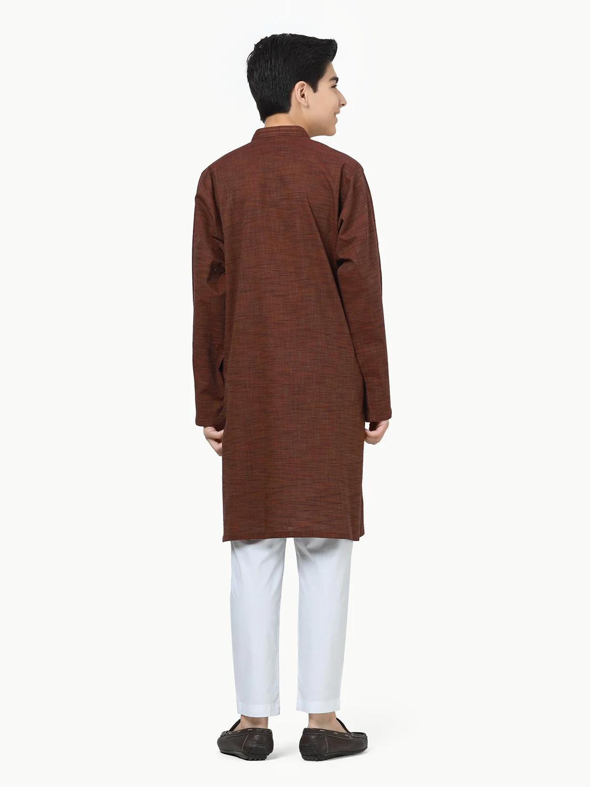 Boy's Brown Kurta - EBTK22S-3848 - Image 6