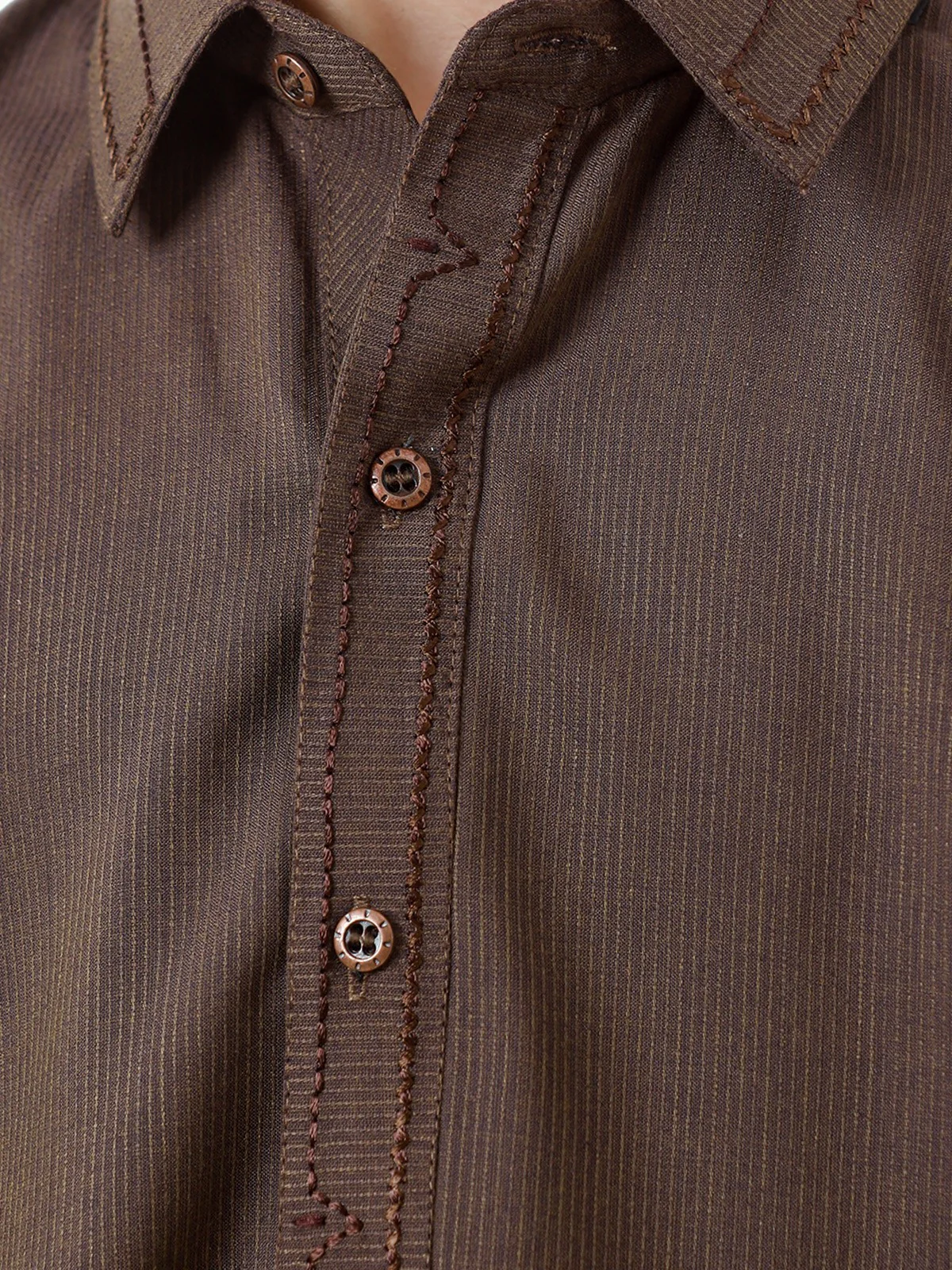 Boy's Brown Kurta Shalwar - EBTKS23-3820 - Image 4