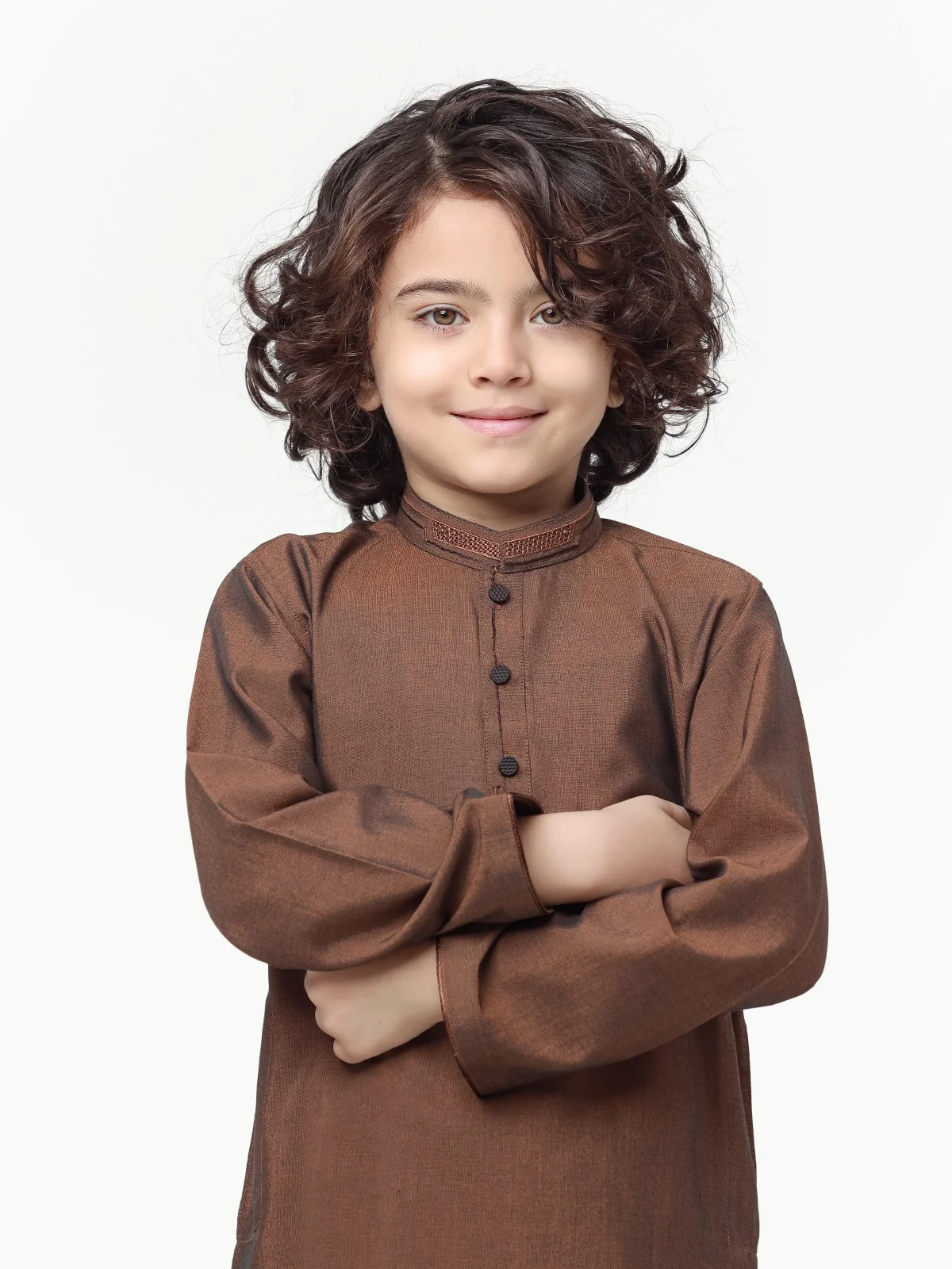 Boy's Brown Kurta Shalwar - EBTKS23-3860 - Image 2