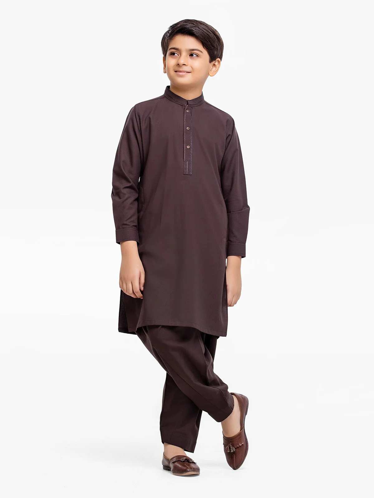 Boy's Brown Kurta Shalwar - EBTKS23-3877