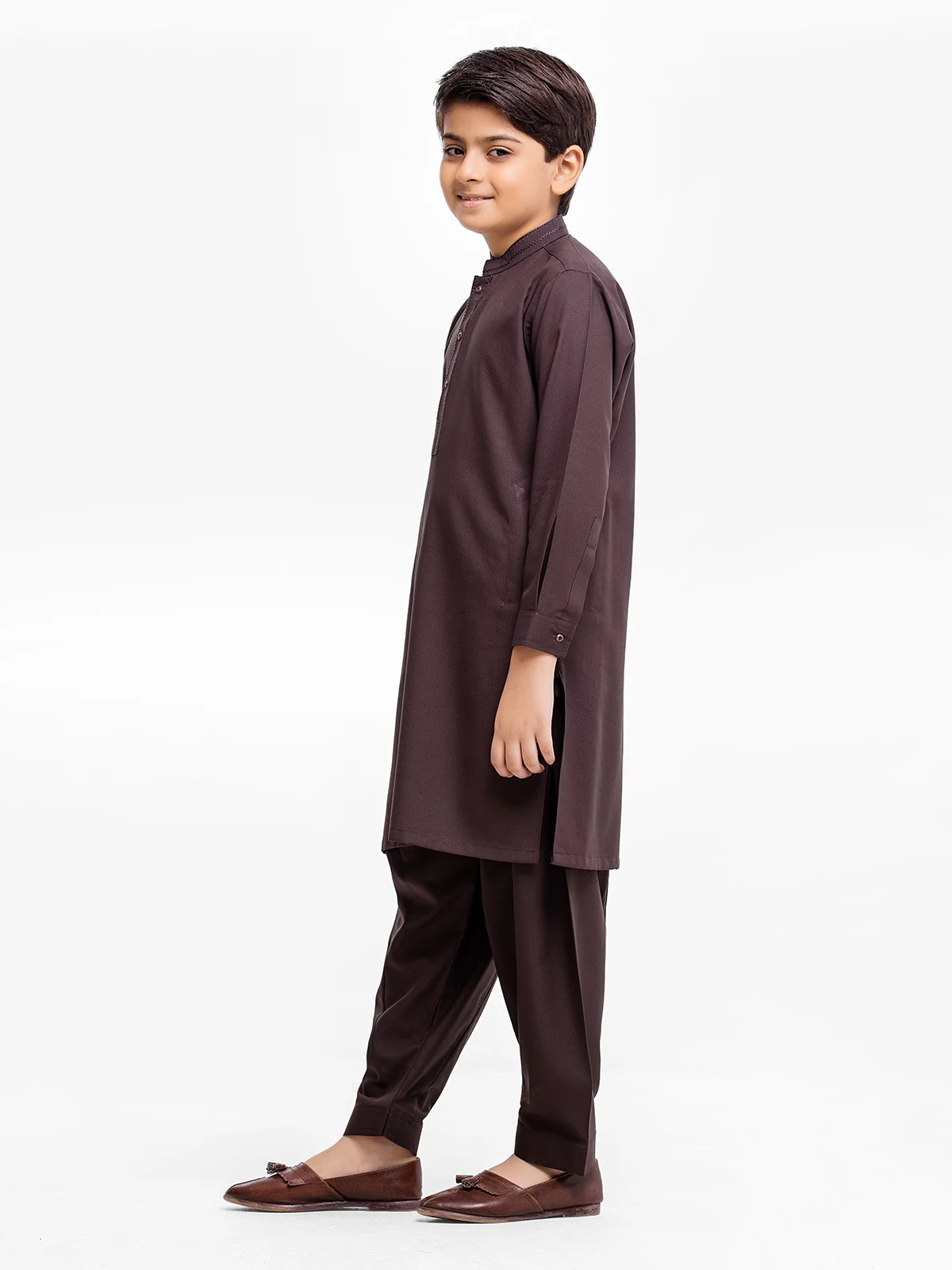 Boy's Brown Kurta Shalwar - EBTKS23-3877 - Image 3
