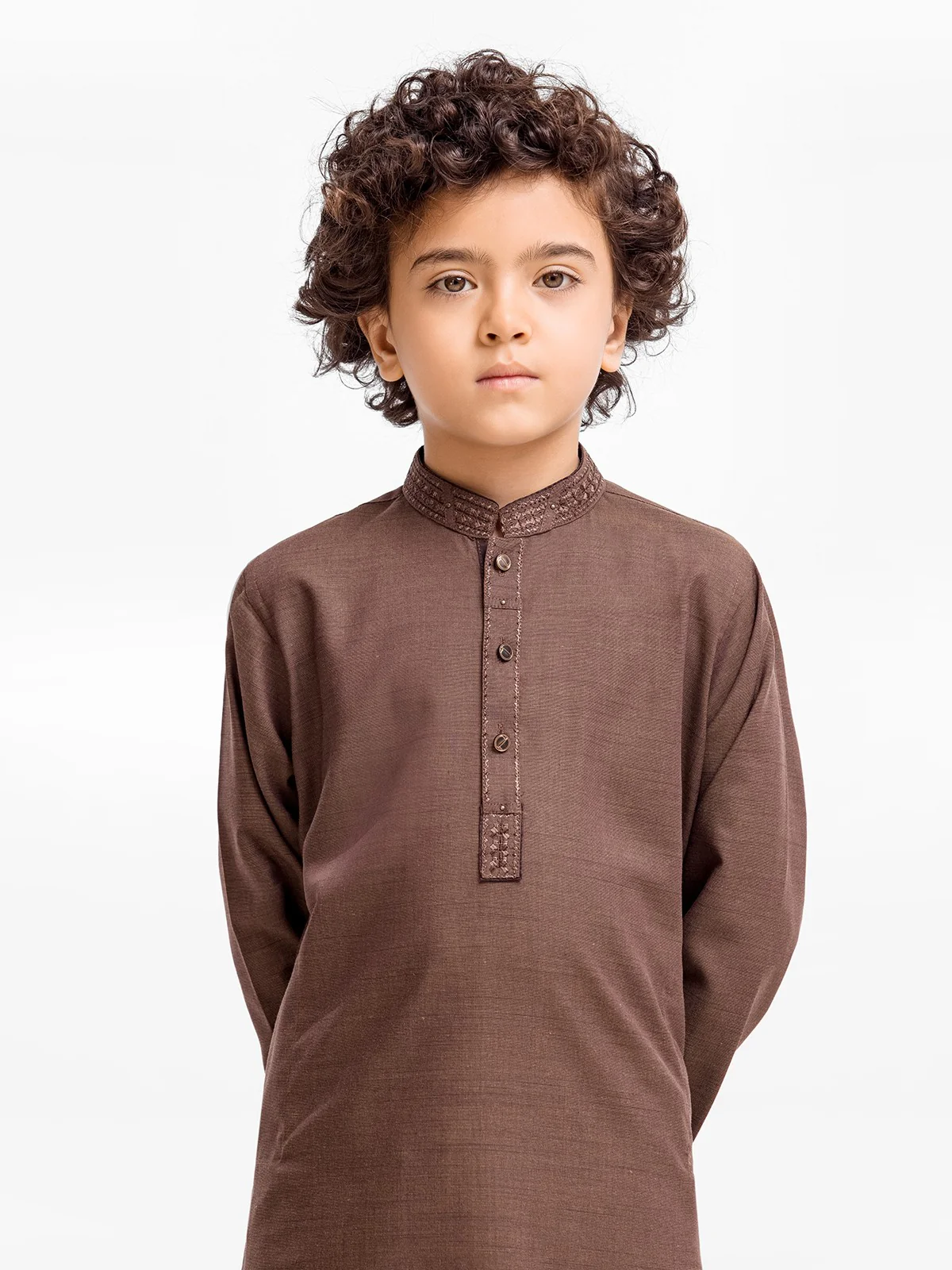 Boy's Brown Kurta Shalwar - EBTKS23-3878 - Image 2
