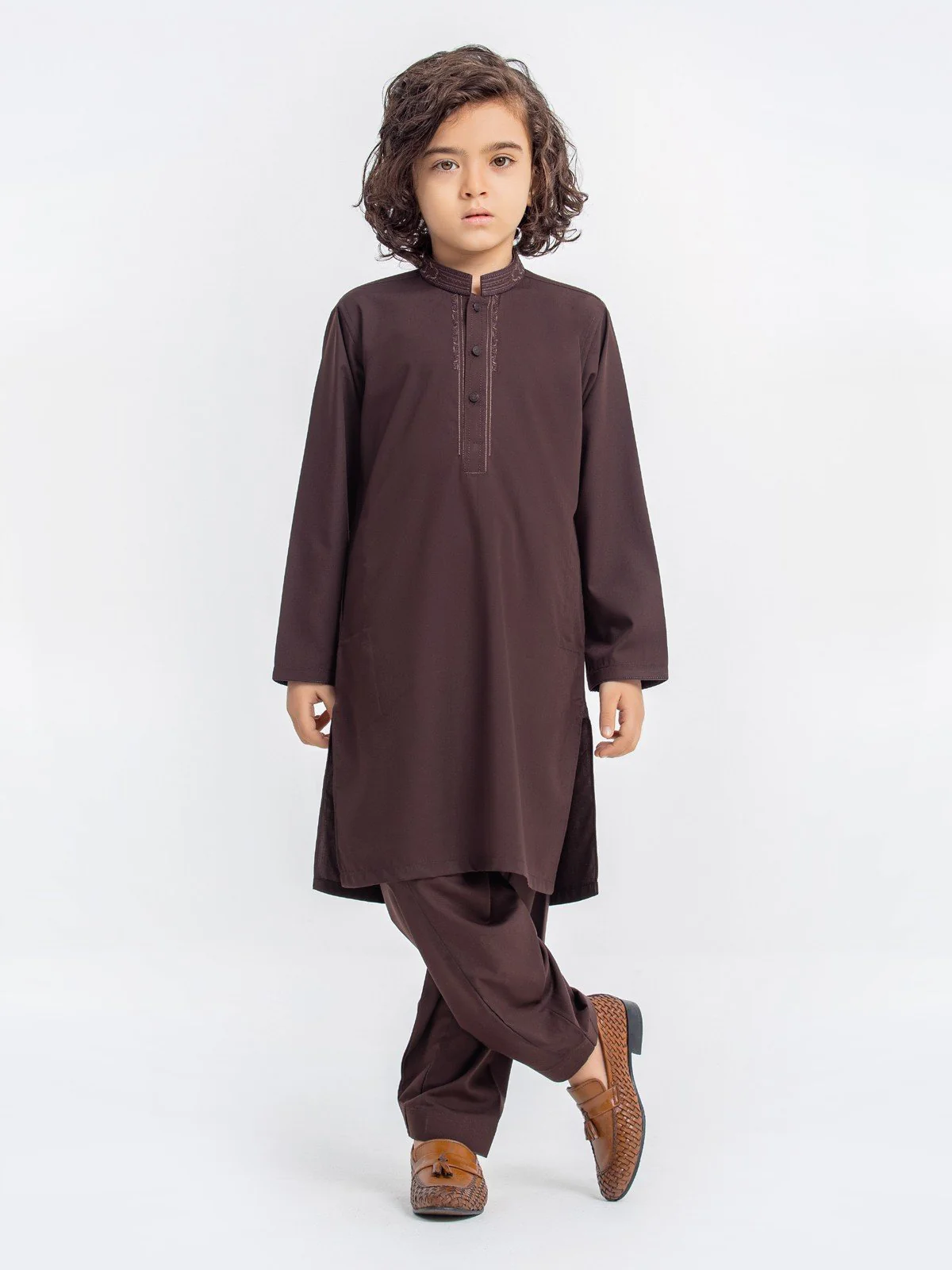 Boy's Brown Kurta Shalwar - EBTKS23-3896