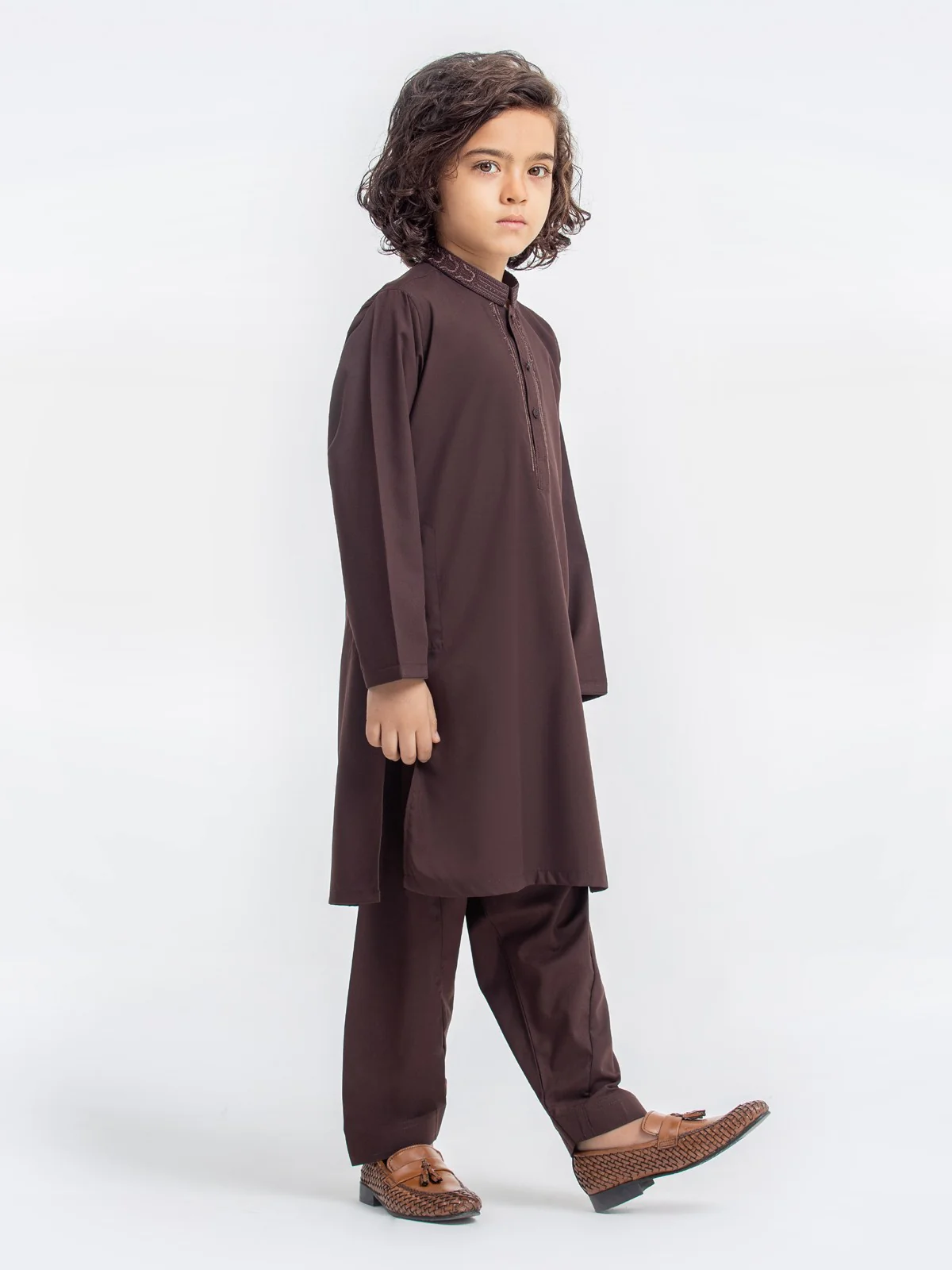 Boy's Brown Kurta Shalwar - EBTKS23-3896 - Image 3