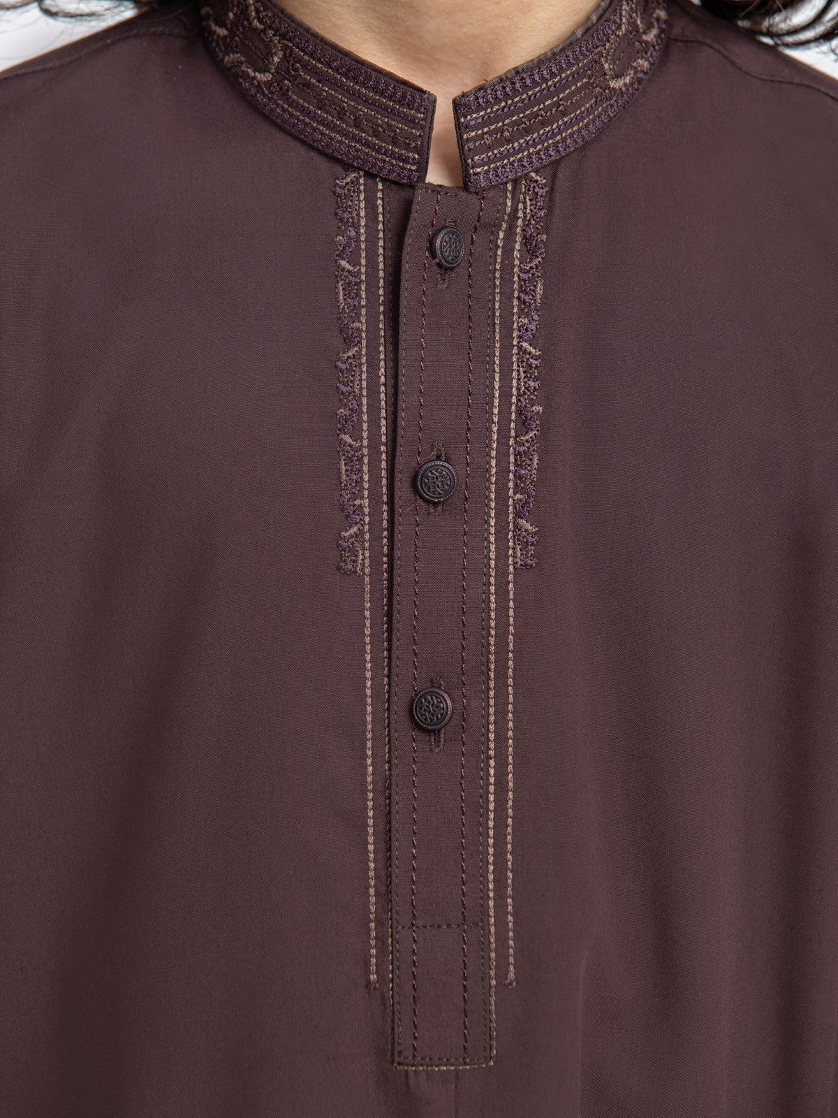 Boy's Brown Kurta Shalwar - EBTKS23-3896 - Image 5