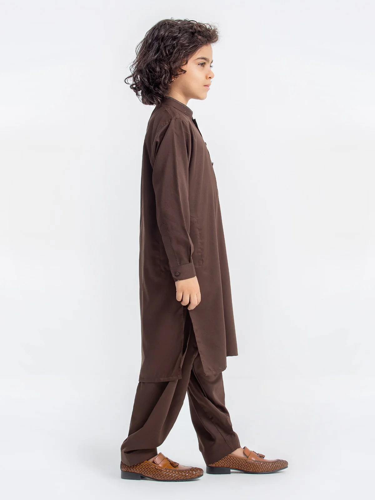 Boy's Brown Kurta Shalwar - EBTKS23-3903 - Image 3
