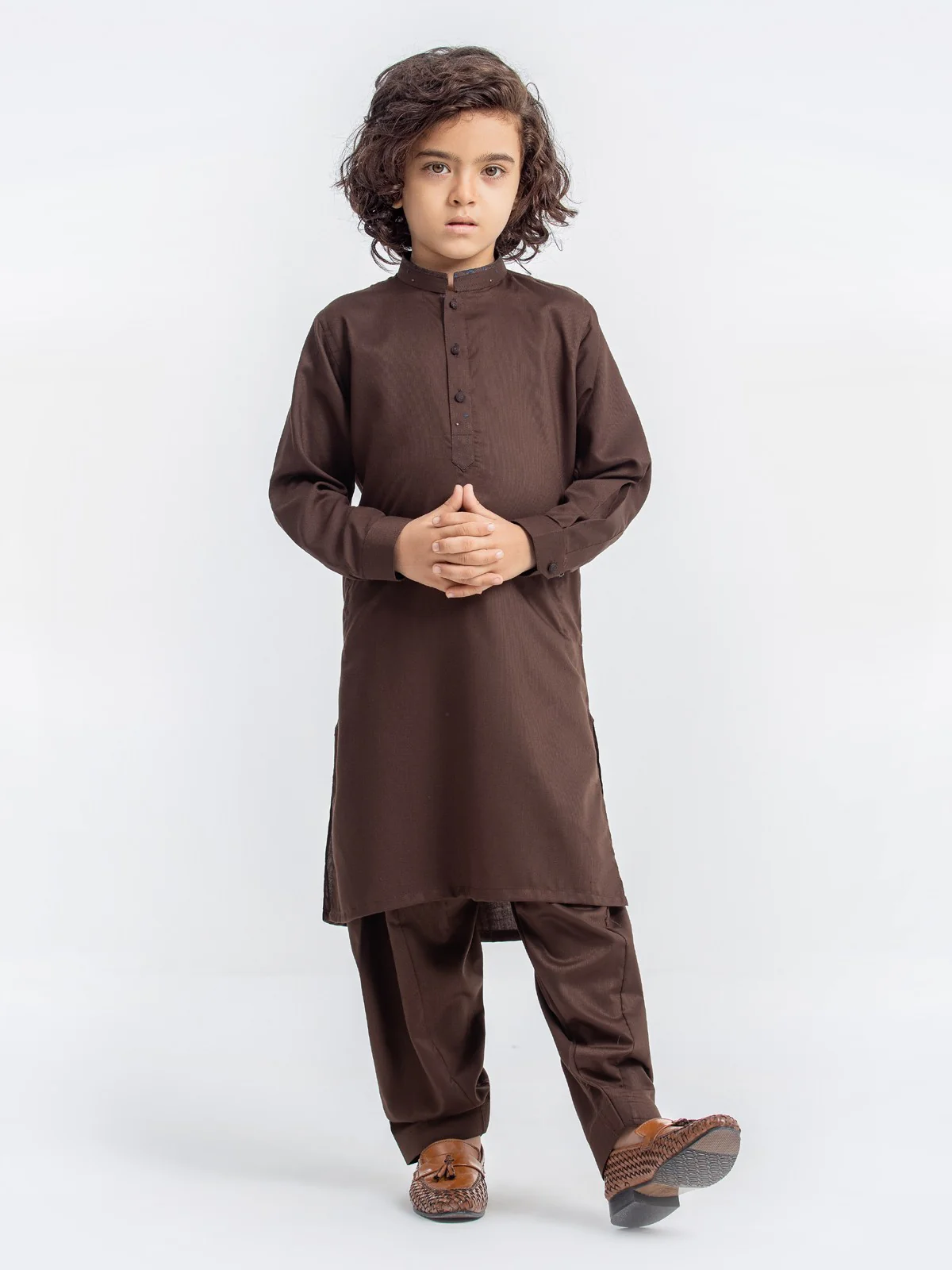 Boy's Brown Kurta Shalwar - EBTKS23-3903 - Image 4